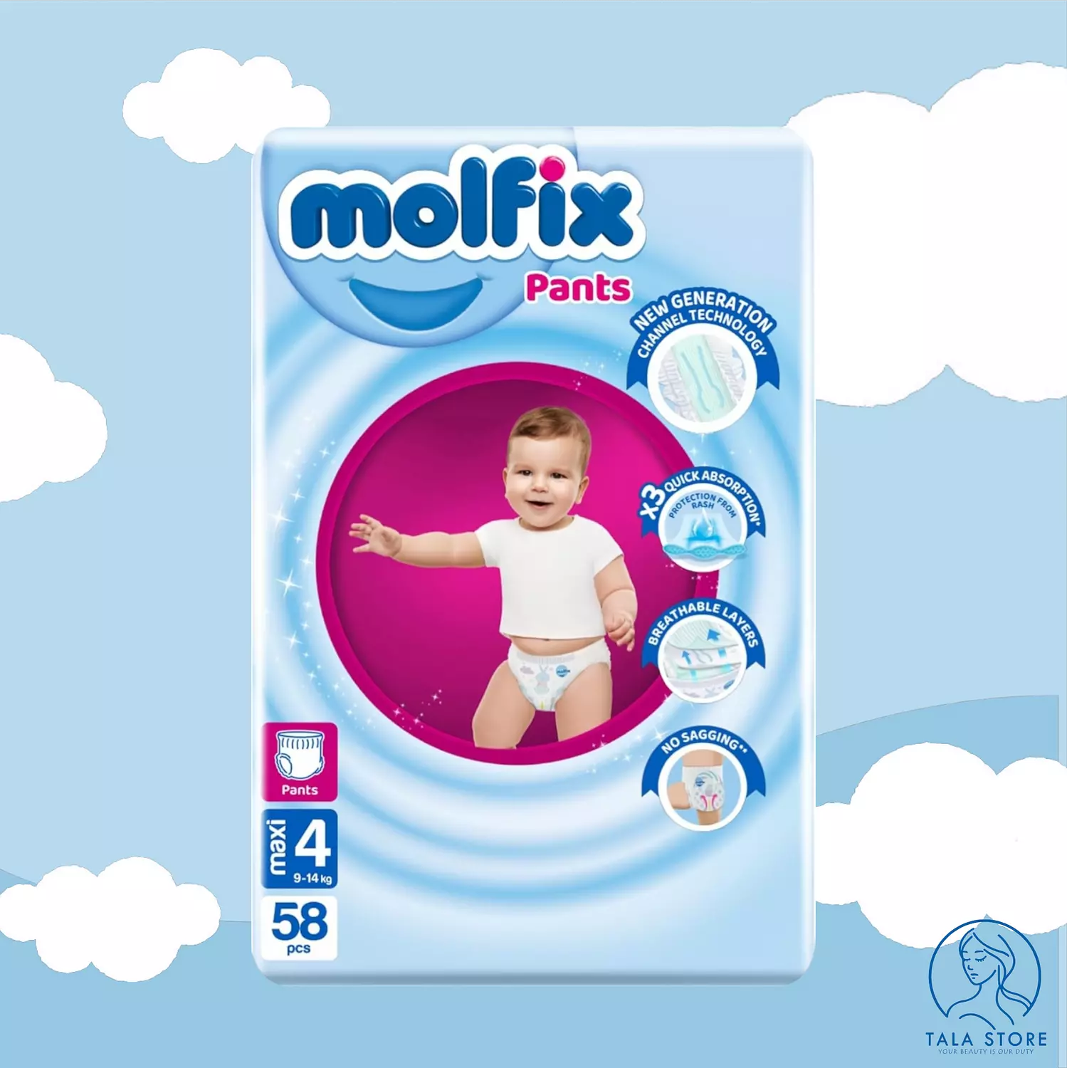 Molfix Diapers Mini Size 4 PANTS – 58 Pcs   image