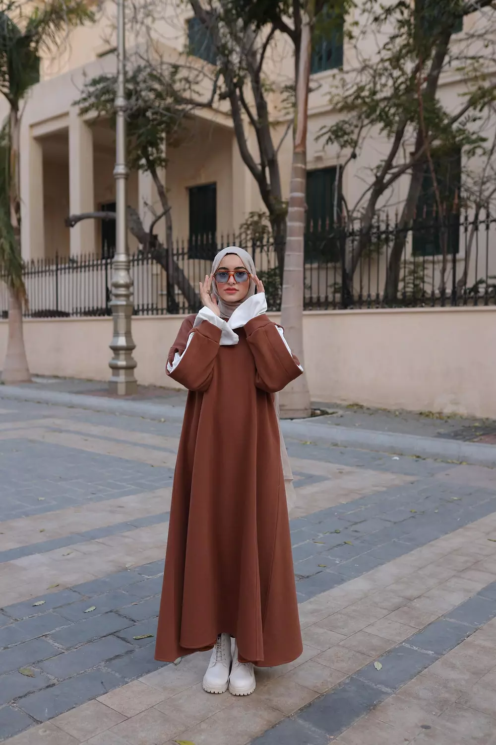 Nyla Hoodie Dress in brown 3