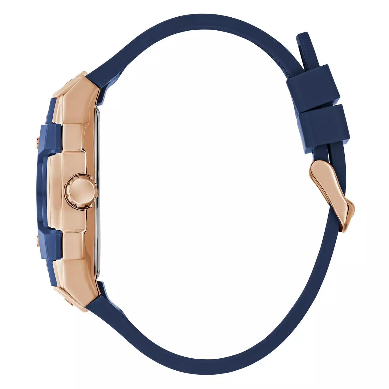 GUESS Mens Blue Rose Gold Tone Multi-function Watch Blue Silicone Strap GW0956G4 1