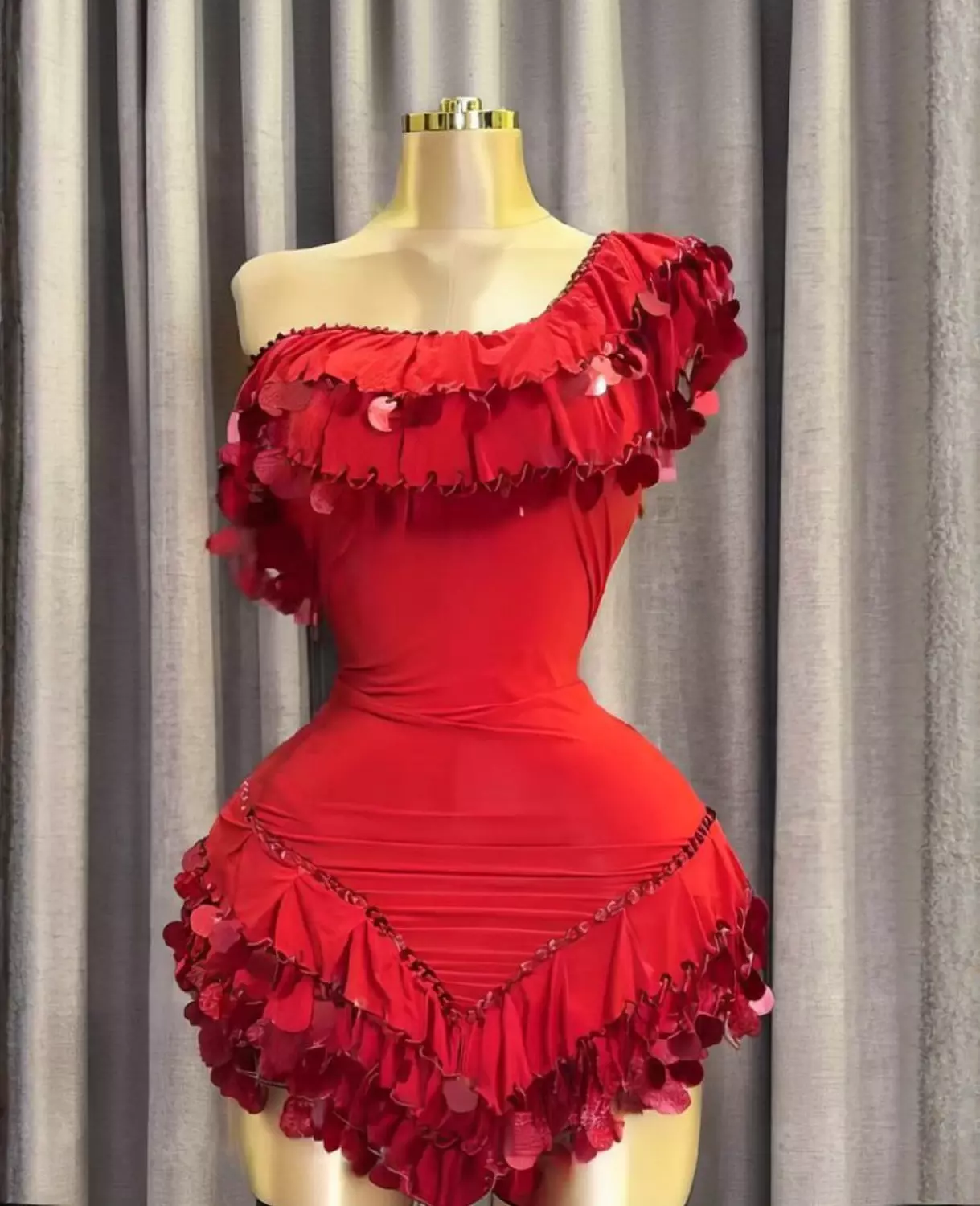 One-Shoulder Ruffle Mini Dress 8