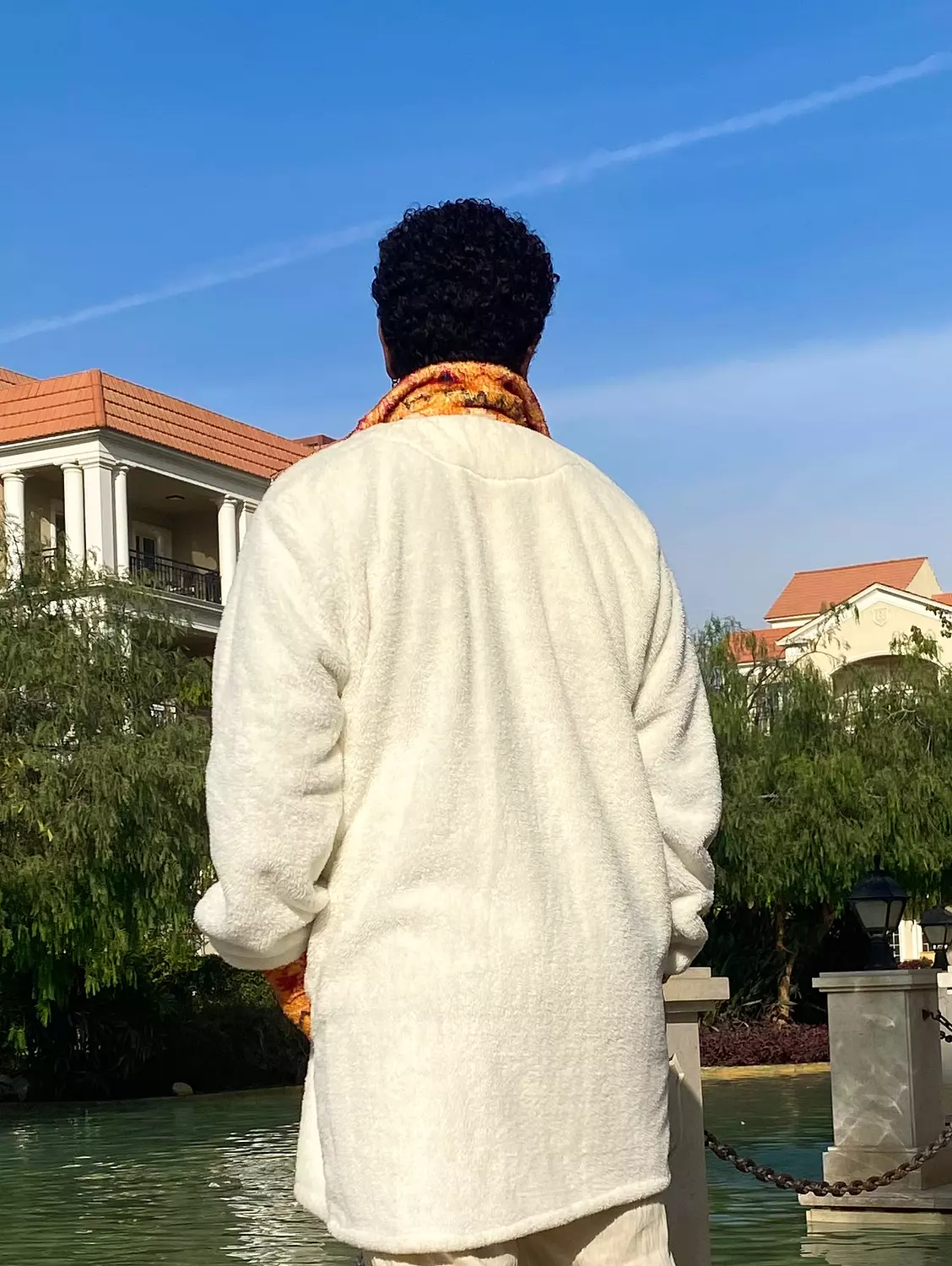 Ethnic White & Orange Unisex Fur Jacket 2