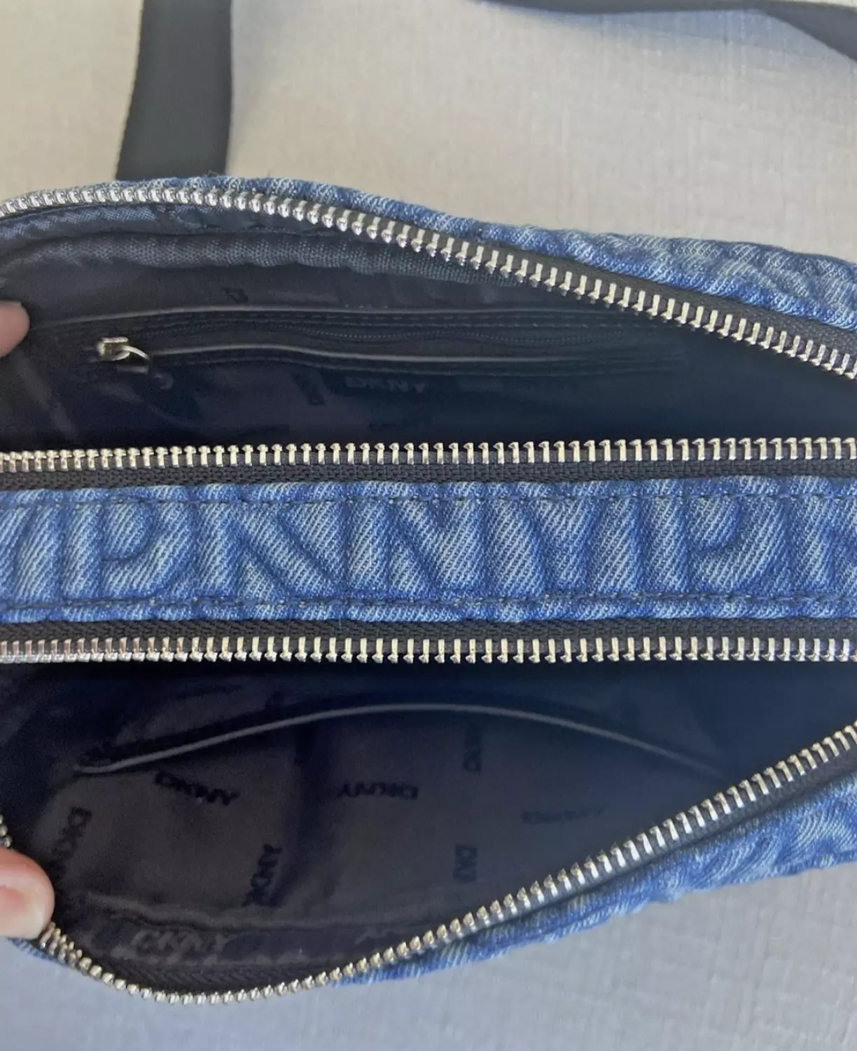 Dkny Monogram Denim Crossbody Bag  5
