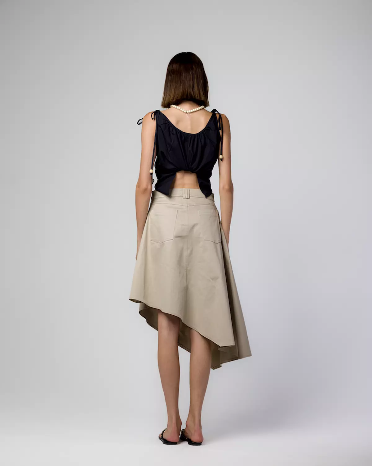 BEIGE GABARDINE ASYMMETRIC SKIRT 2