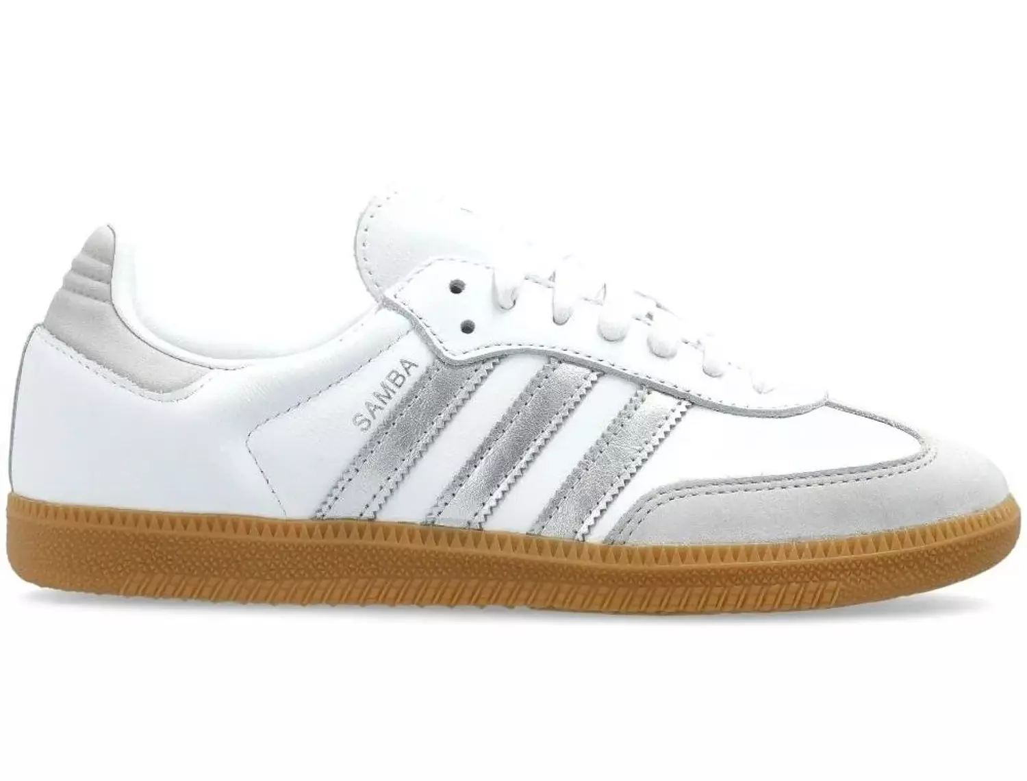 Adidas Samba OG White, Metallic Silver, and Grey image