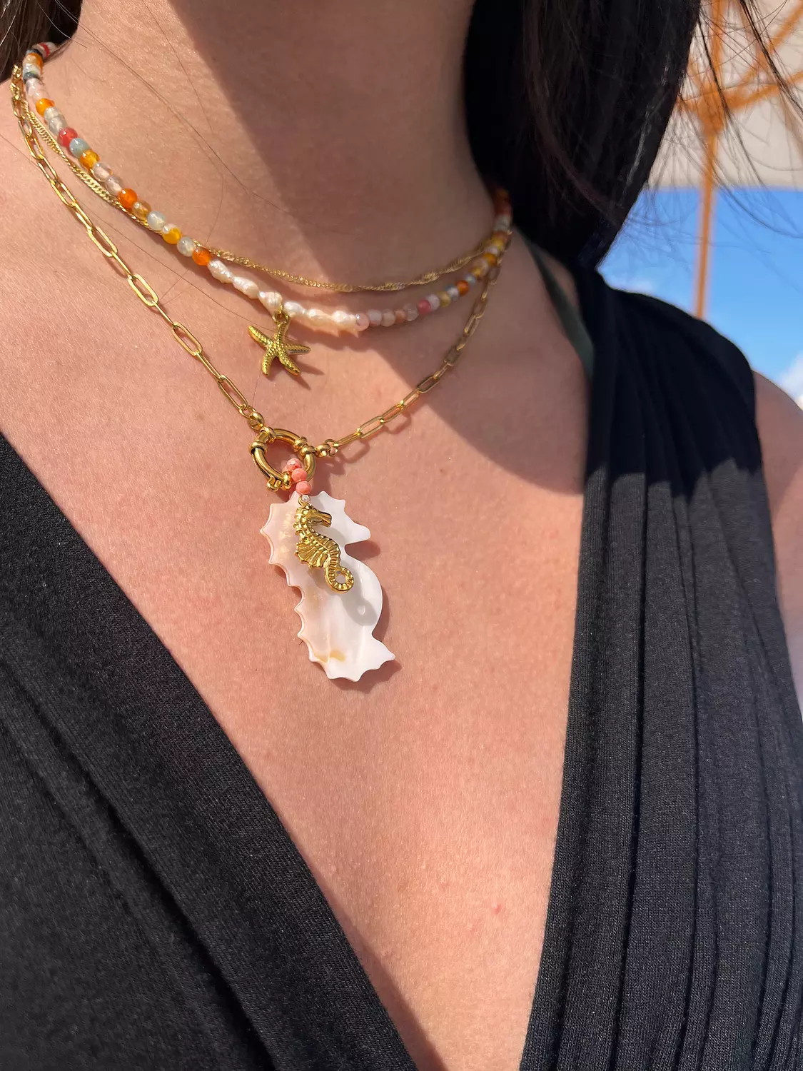 Double sea horse necklace  image