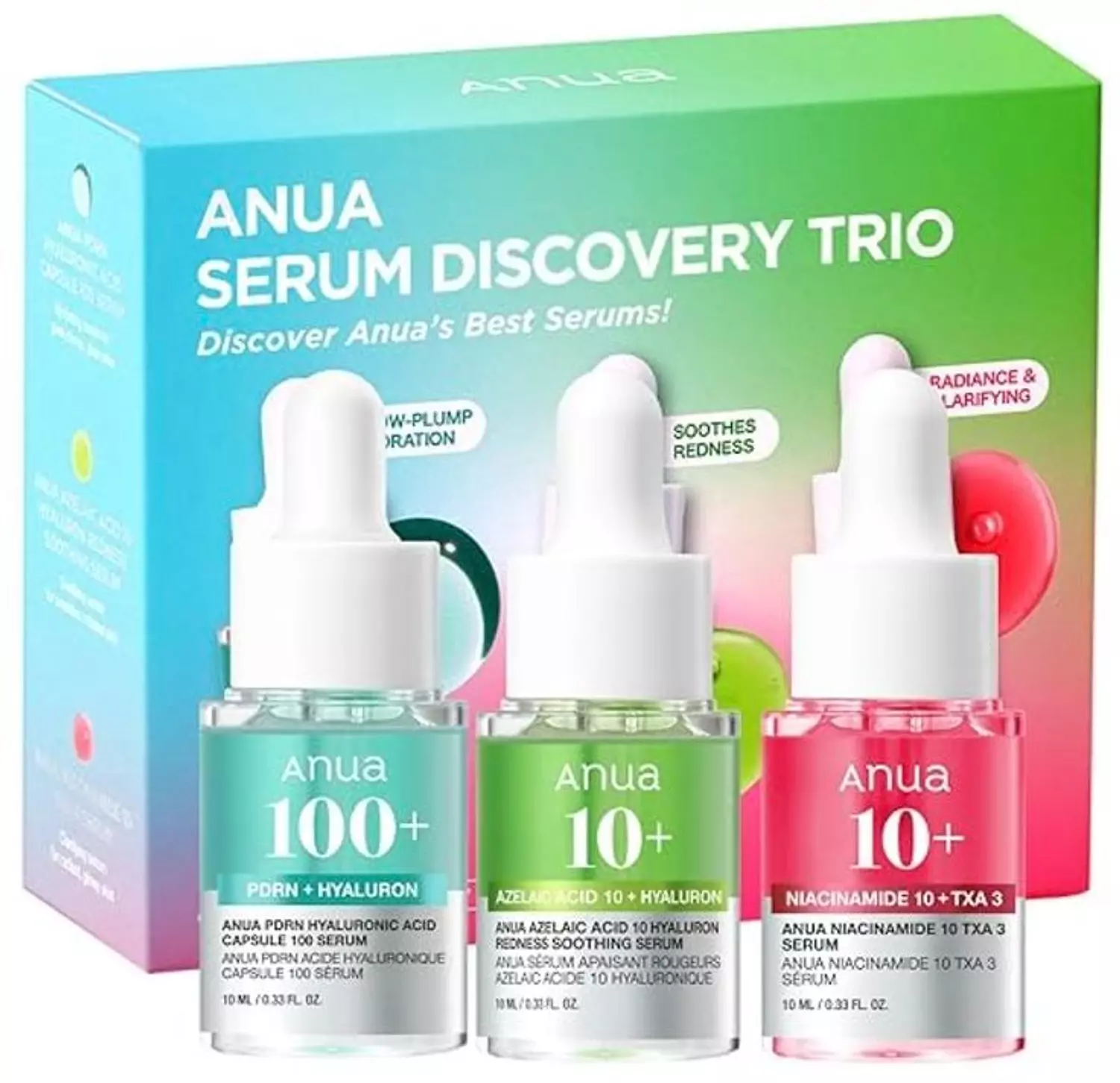 Anua – Serum Mini Trio Set | Targeted Treatments for Hydration, Brightening & Redness Relief (3 x 10ml) image