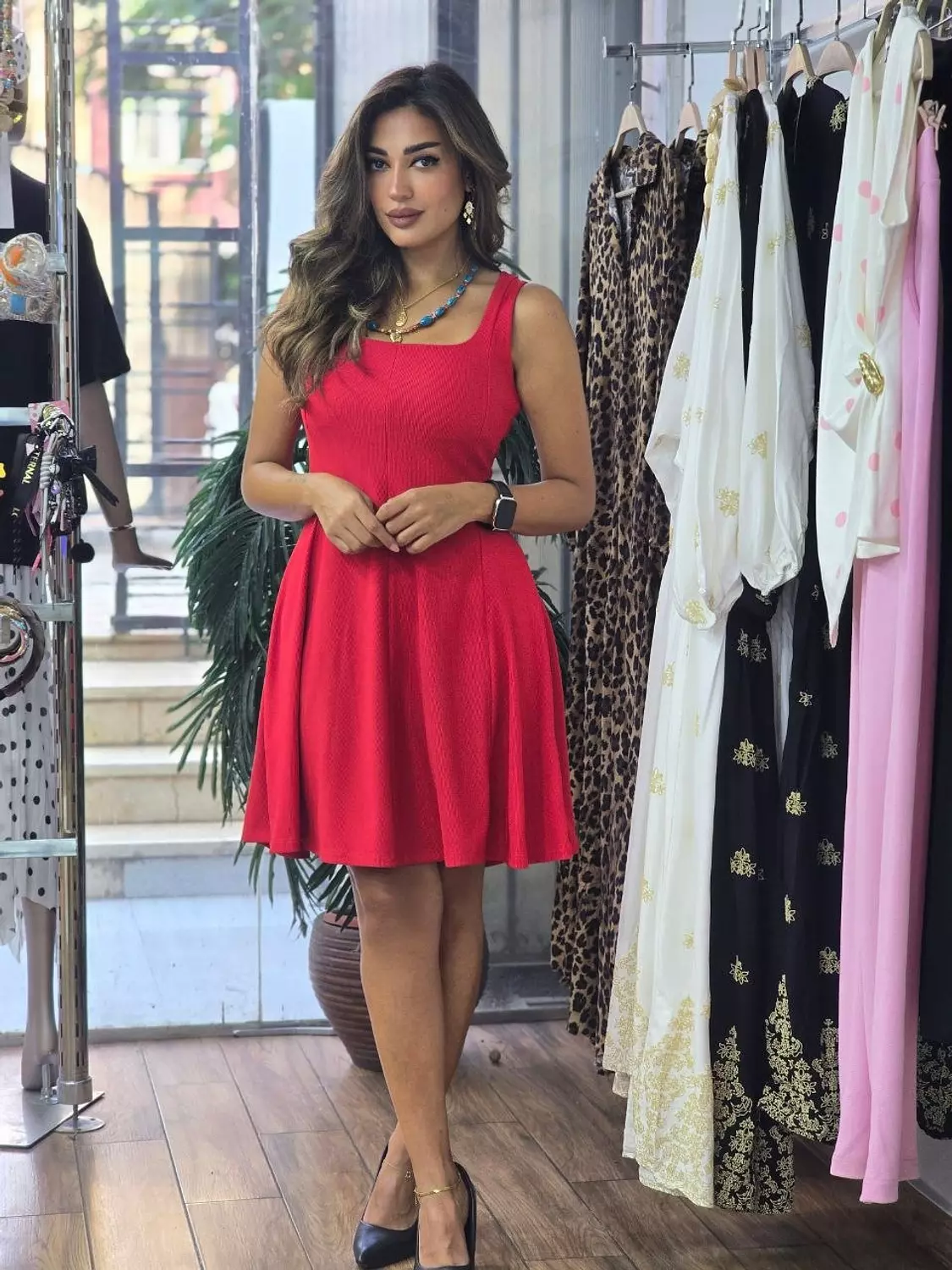 Red kare midi dress 3