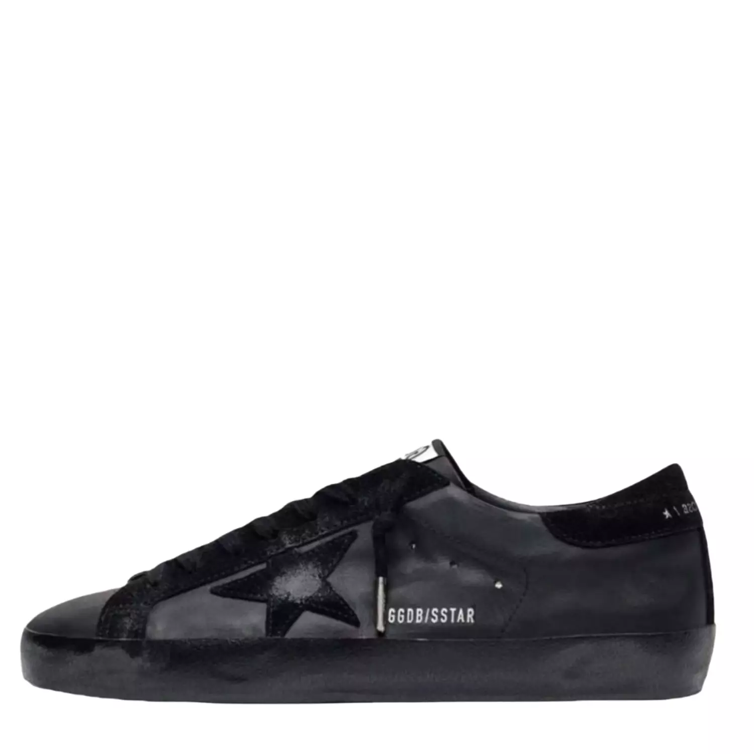 Golden Goose Men's Super-Star in black nappa with black suede star and heel tab hover image