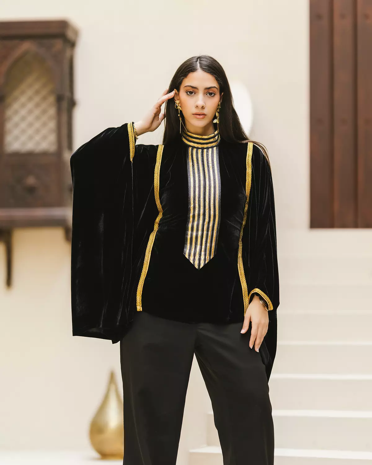 Black velvet poncho 1