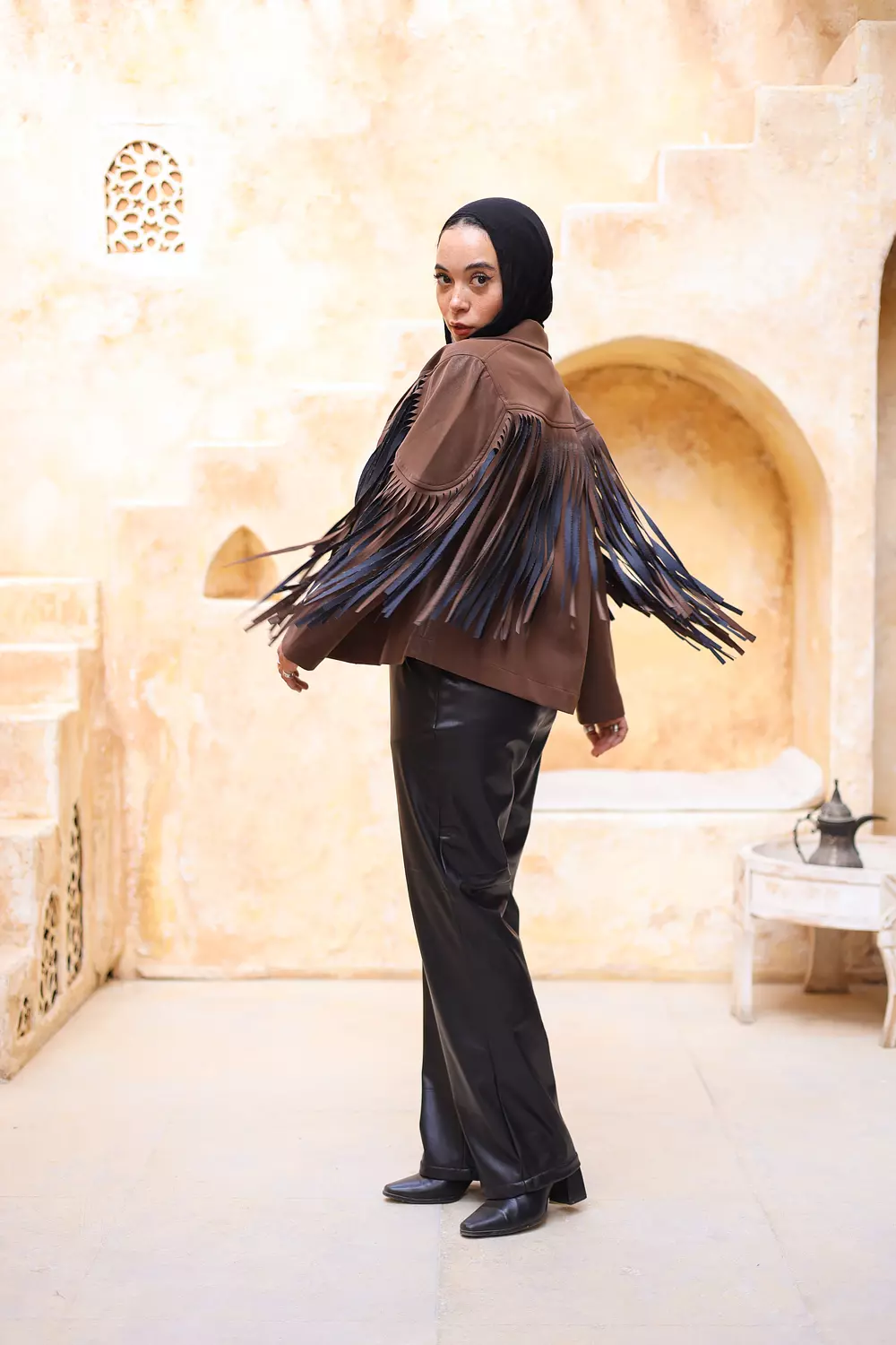 FRINGES JACKET IN BROWN 1