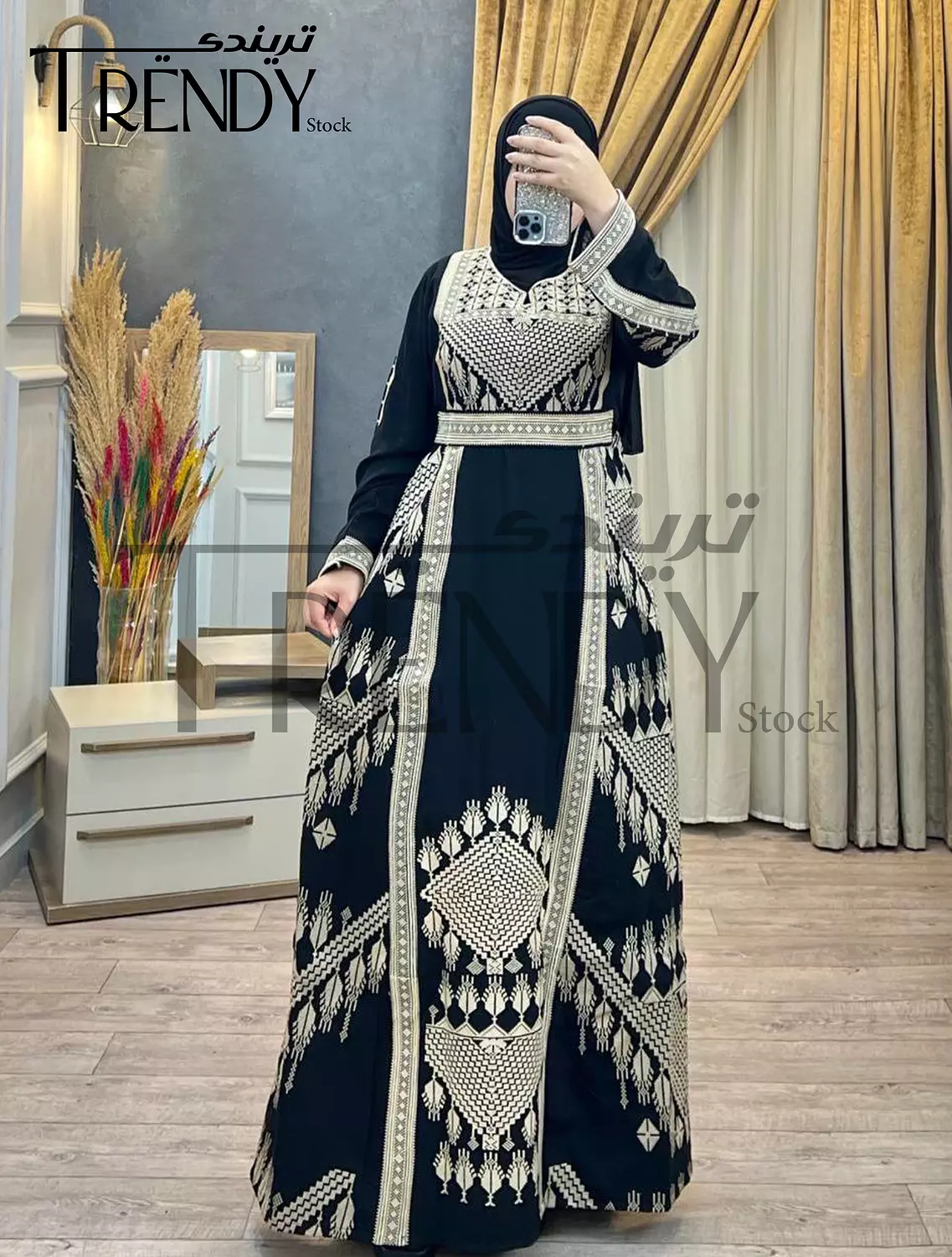 Etamin Embroidery Abaya With Belt image
