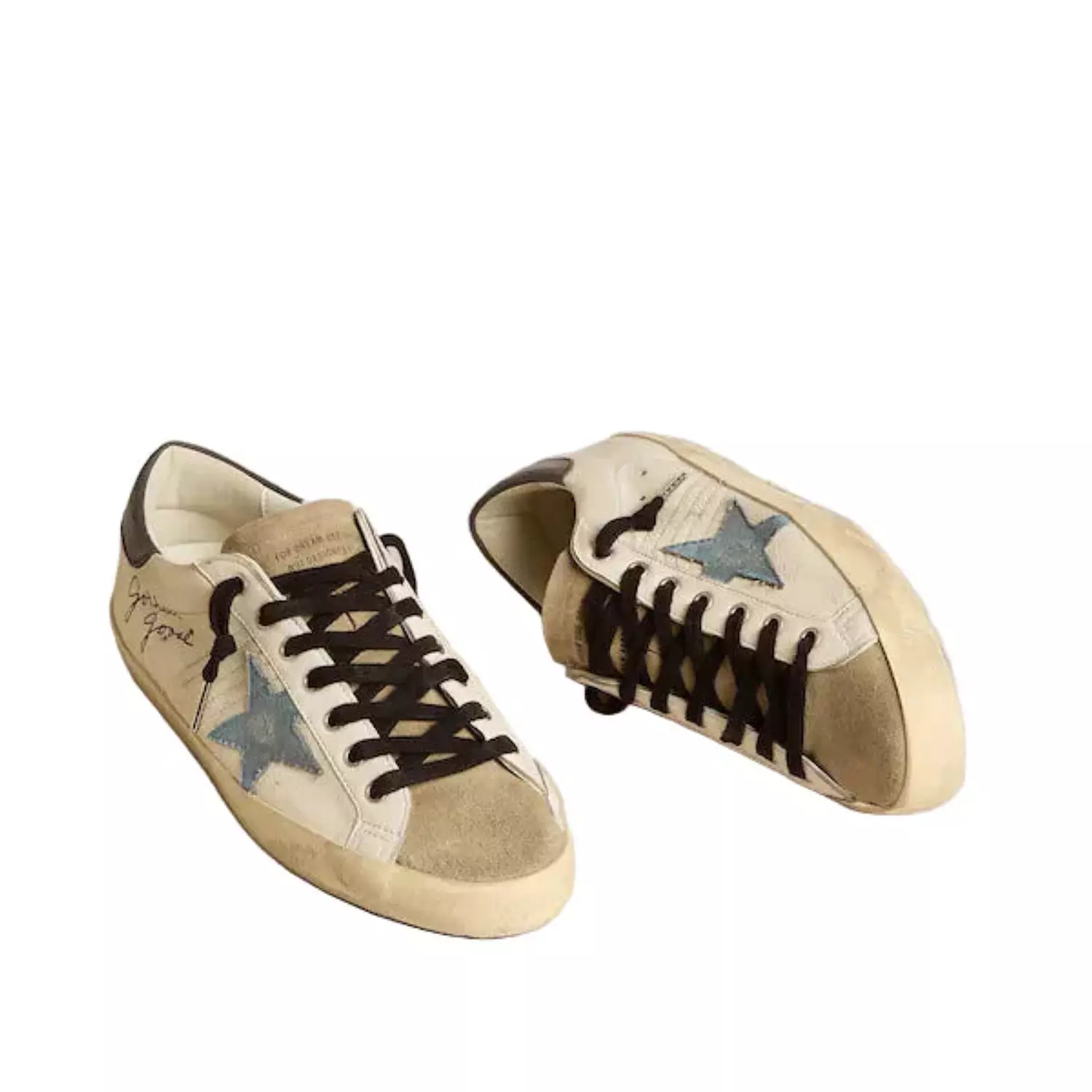 Golden goose Super-Star in nappa leather with light blue suede star and gray leather heel tab 1