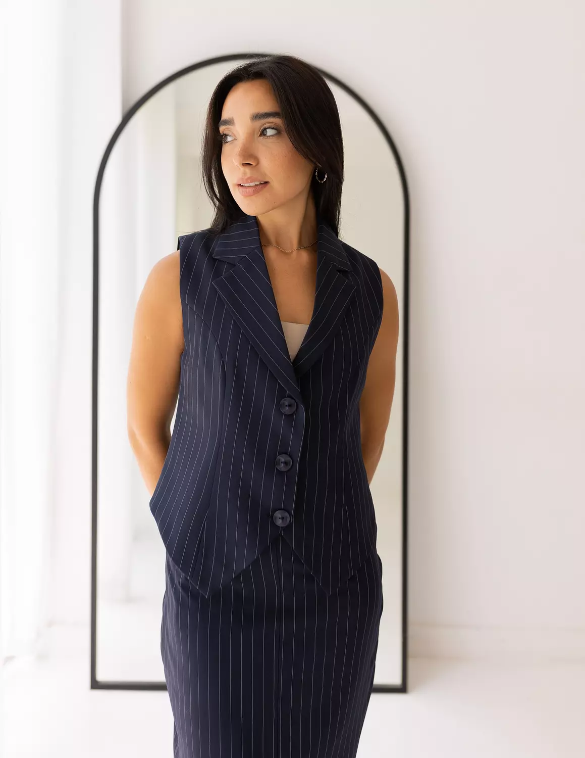 Striped Navy cropped vest  image