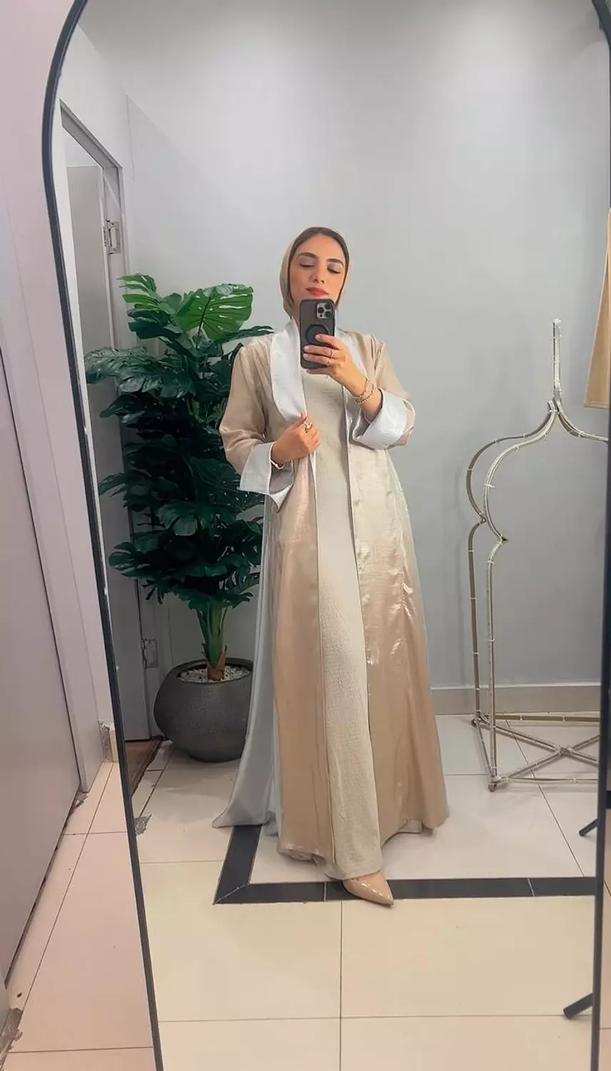 Shimmer satan kaftan silver  10