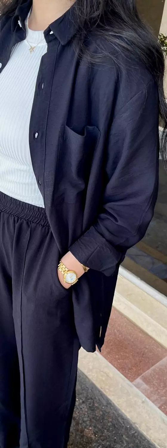 Black Linen Comfy Set 4