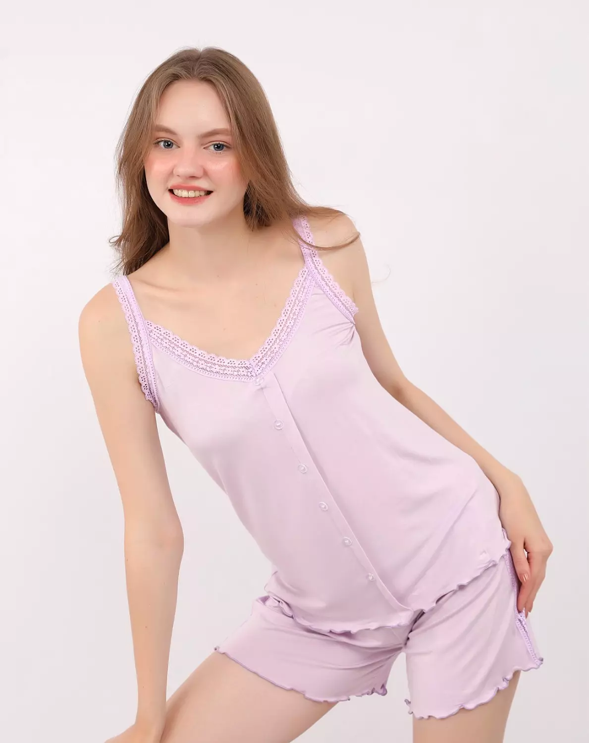V217 Elegant Lace Shorts Pajama Set  3
