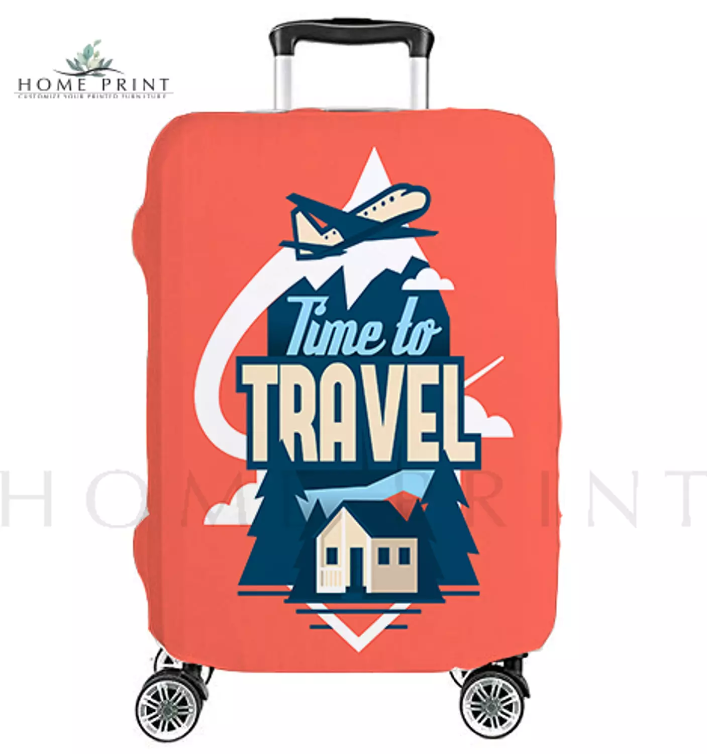 Suitcase Lycra Cover - Time to Travel - Different Colors  image