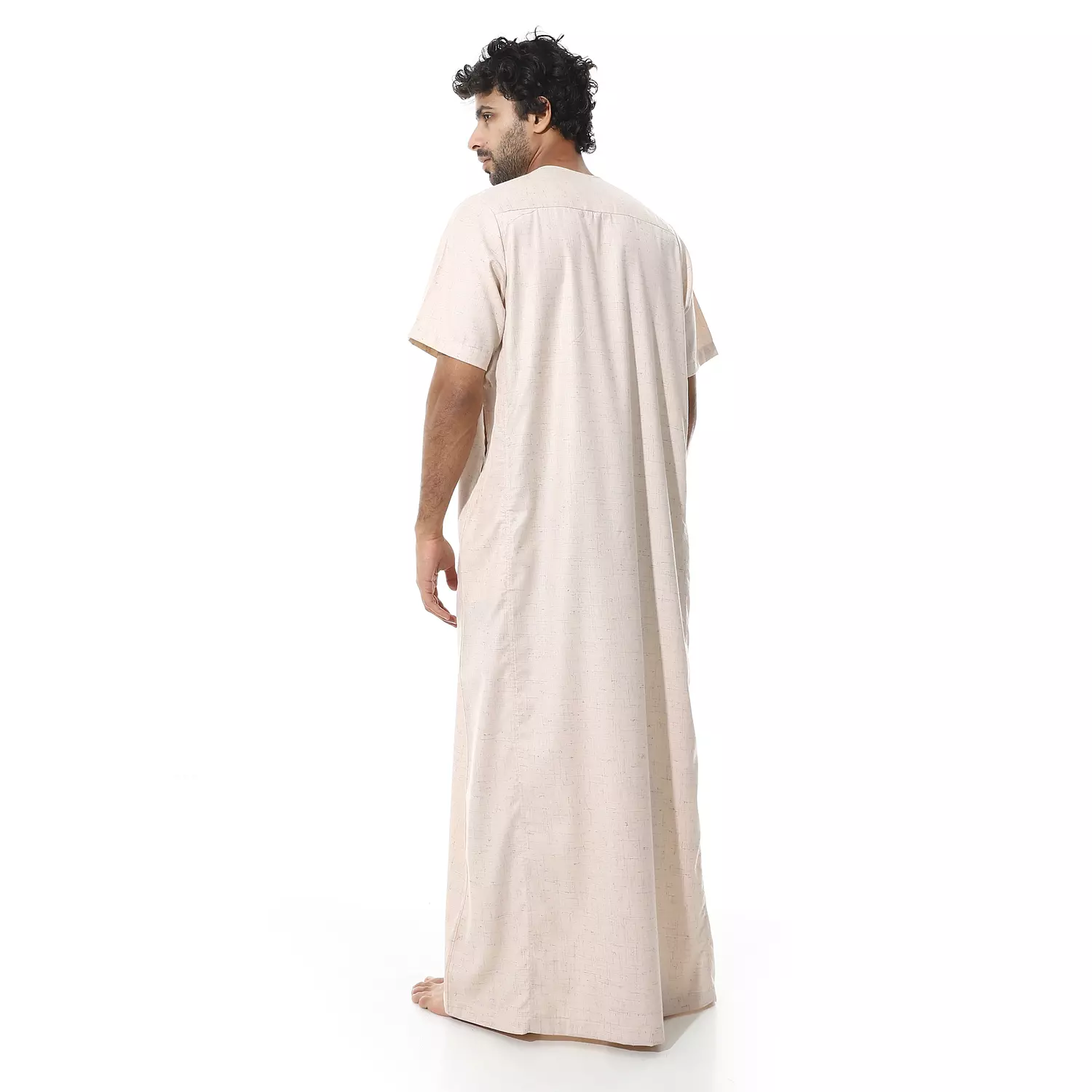 Men Galabeya Short Sleeves - Linen - 2265 - Beige 4