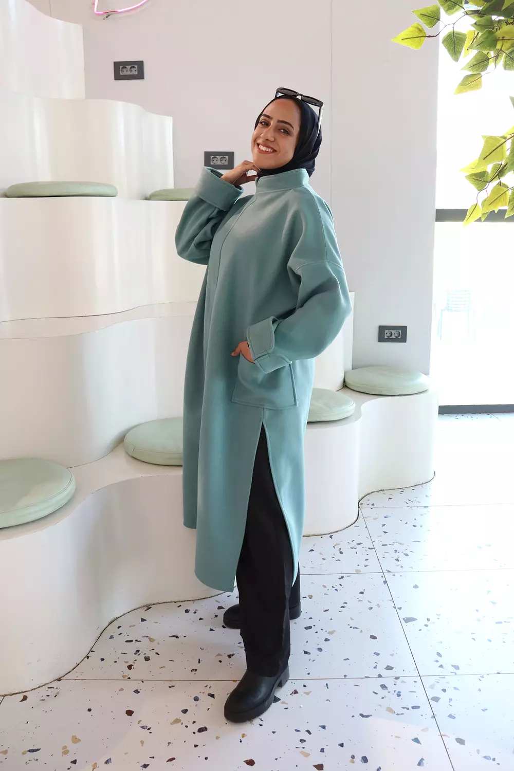 Aqua Long Wool Tunic image