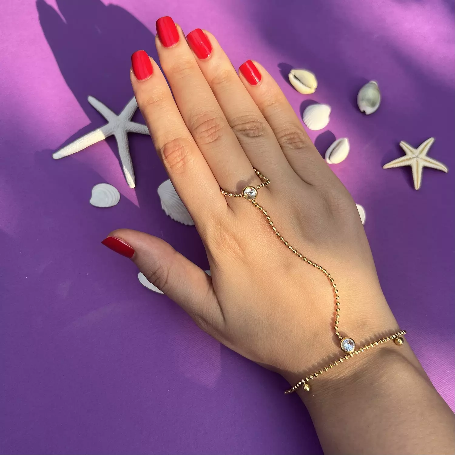 Circular Diamonf Hand chain ( Large finger )  image
