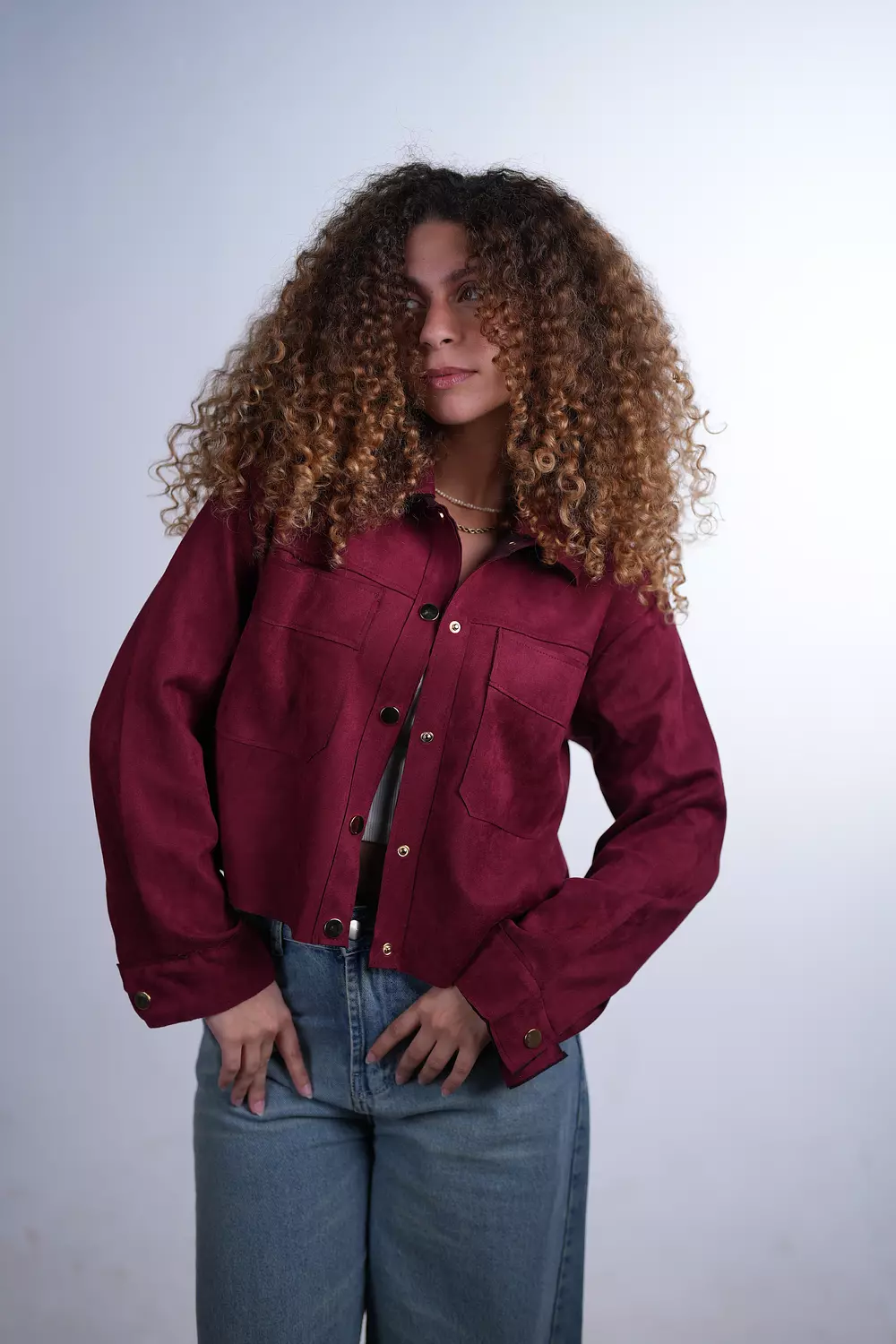 Suede Jacket- Burgundy image