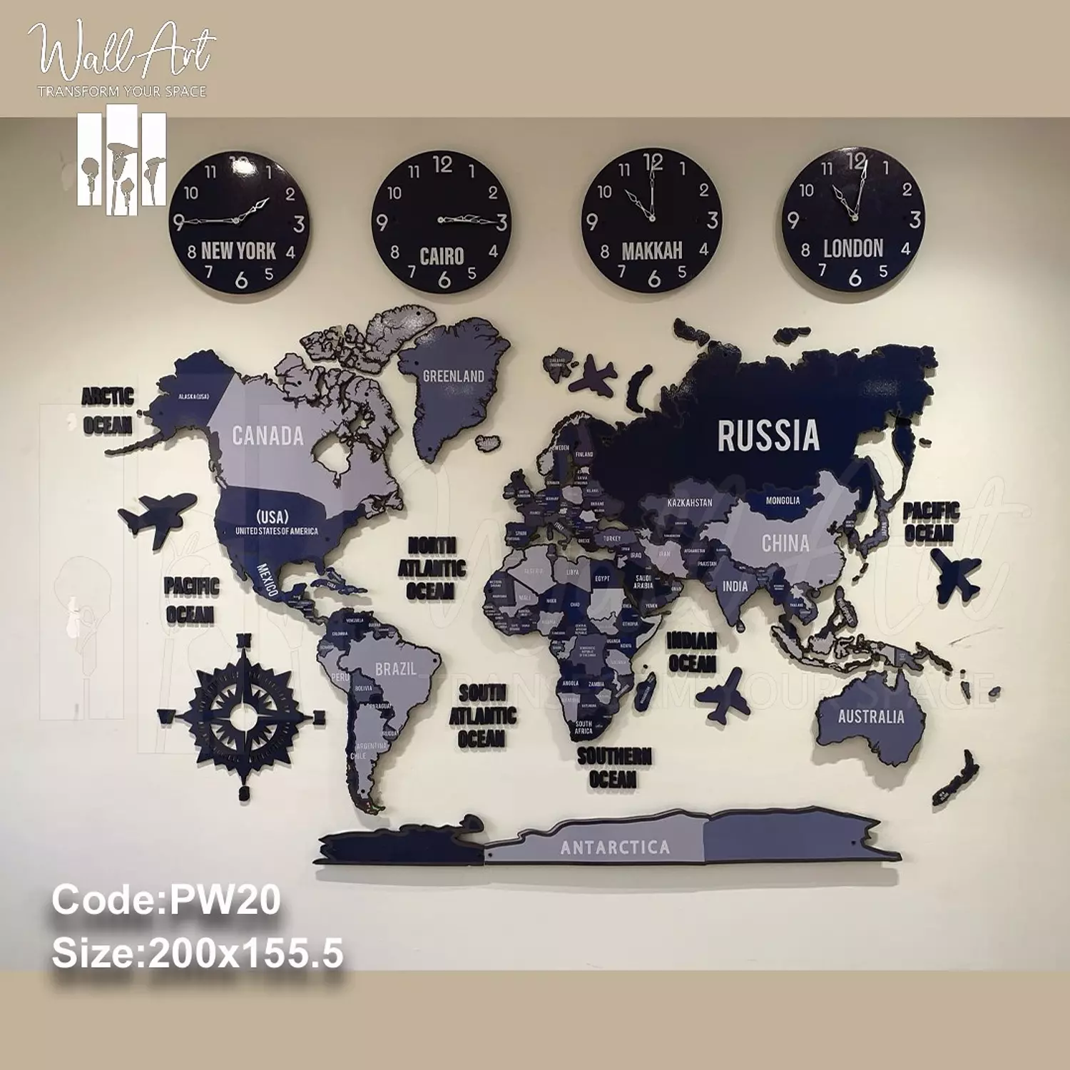 PW20- Lighted Printed Wooden Map  5