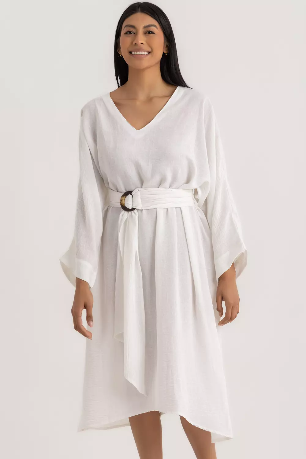 The Aline Linen Dress Off-white 4