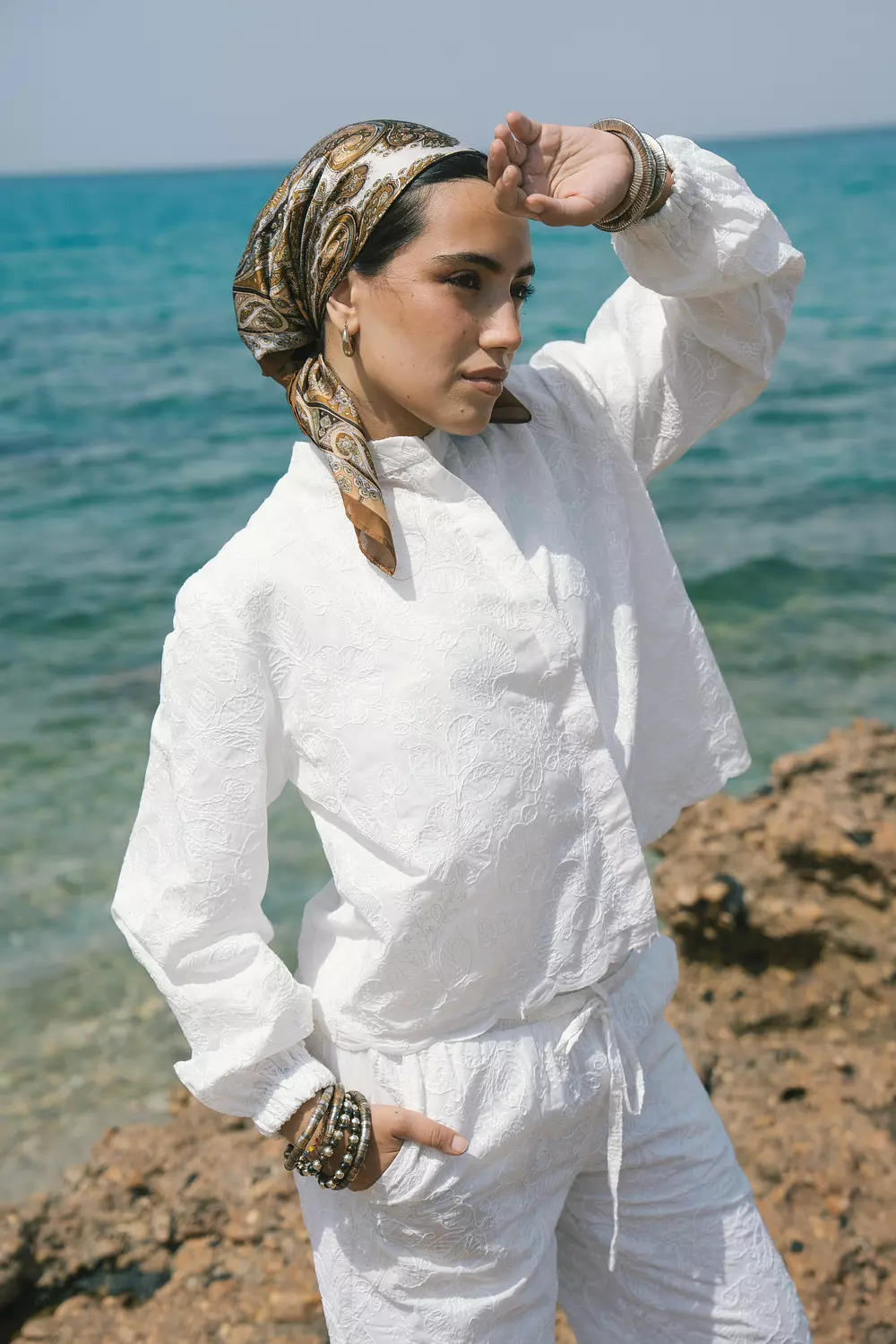 White Jacquard Blouse 2