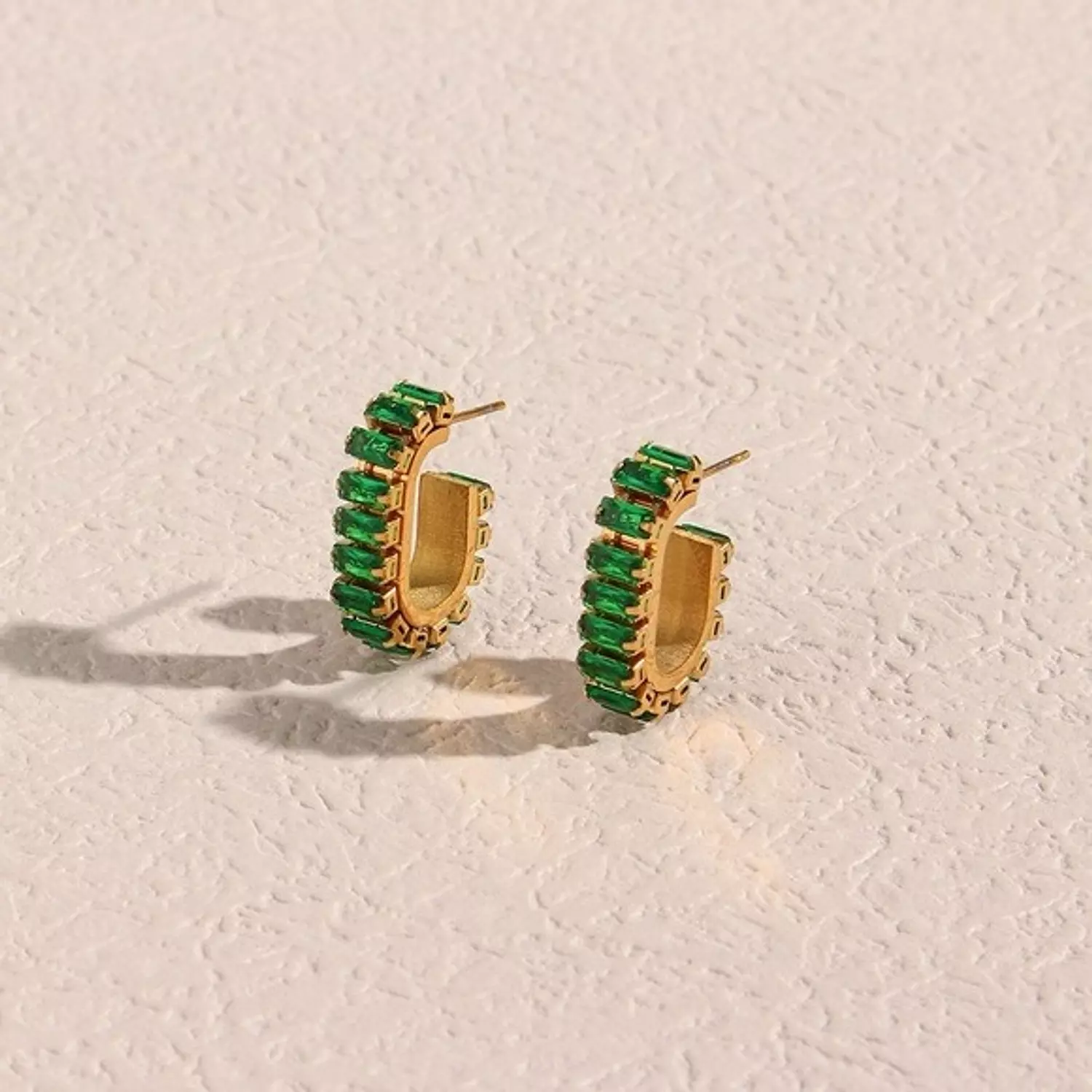 Emerald green earrings hover image