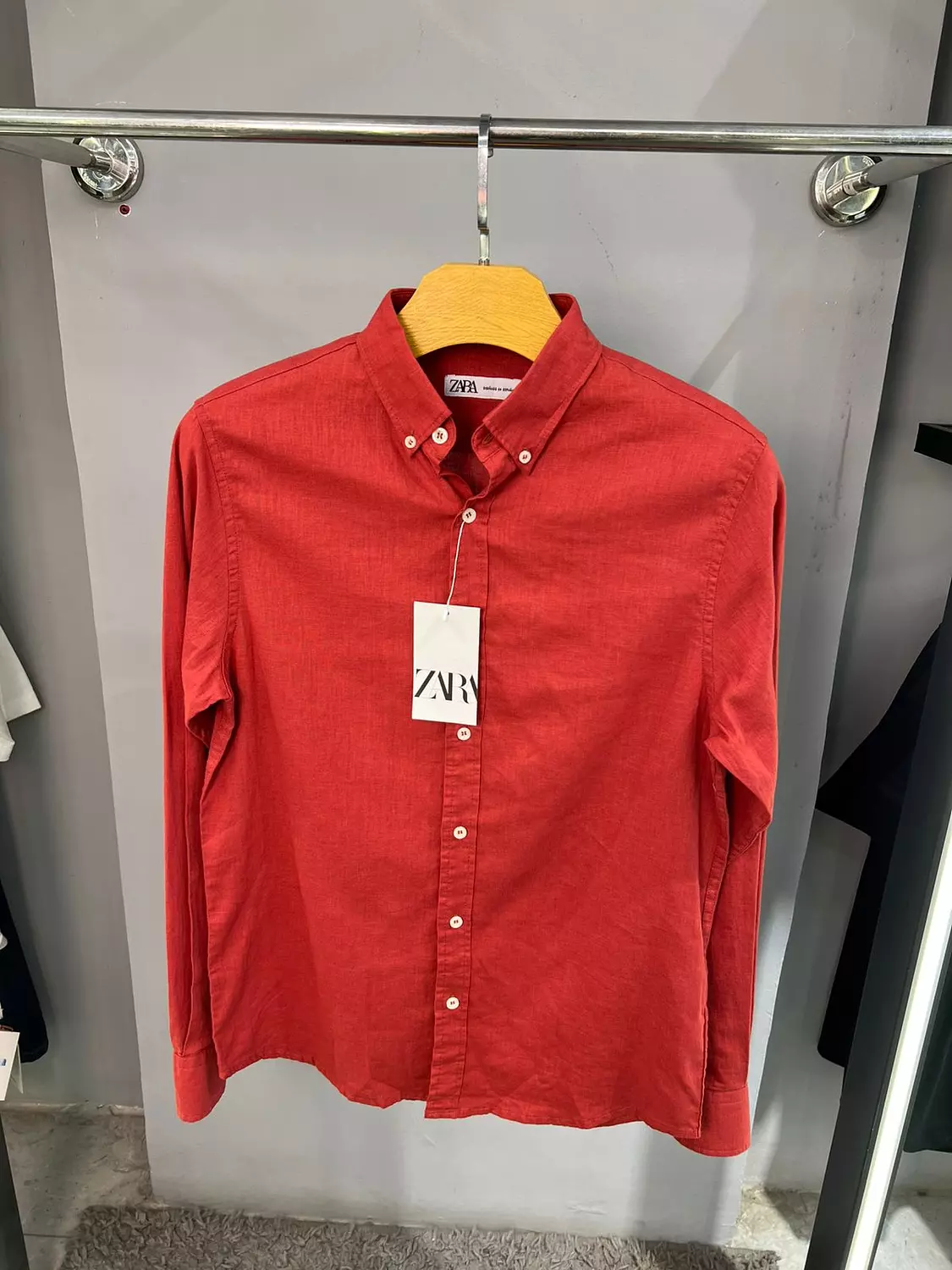 ZARA ORANGE RED LINEN SHIRT / 11738 image