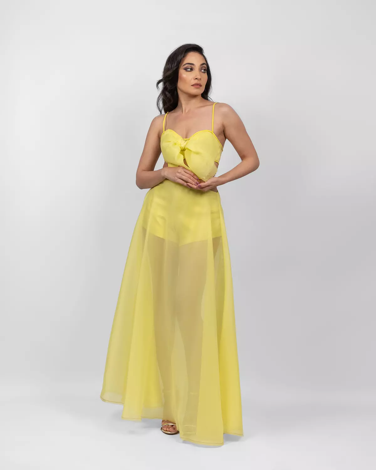 Exquisite Yellow Cutout Dress image