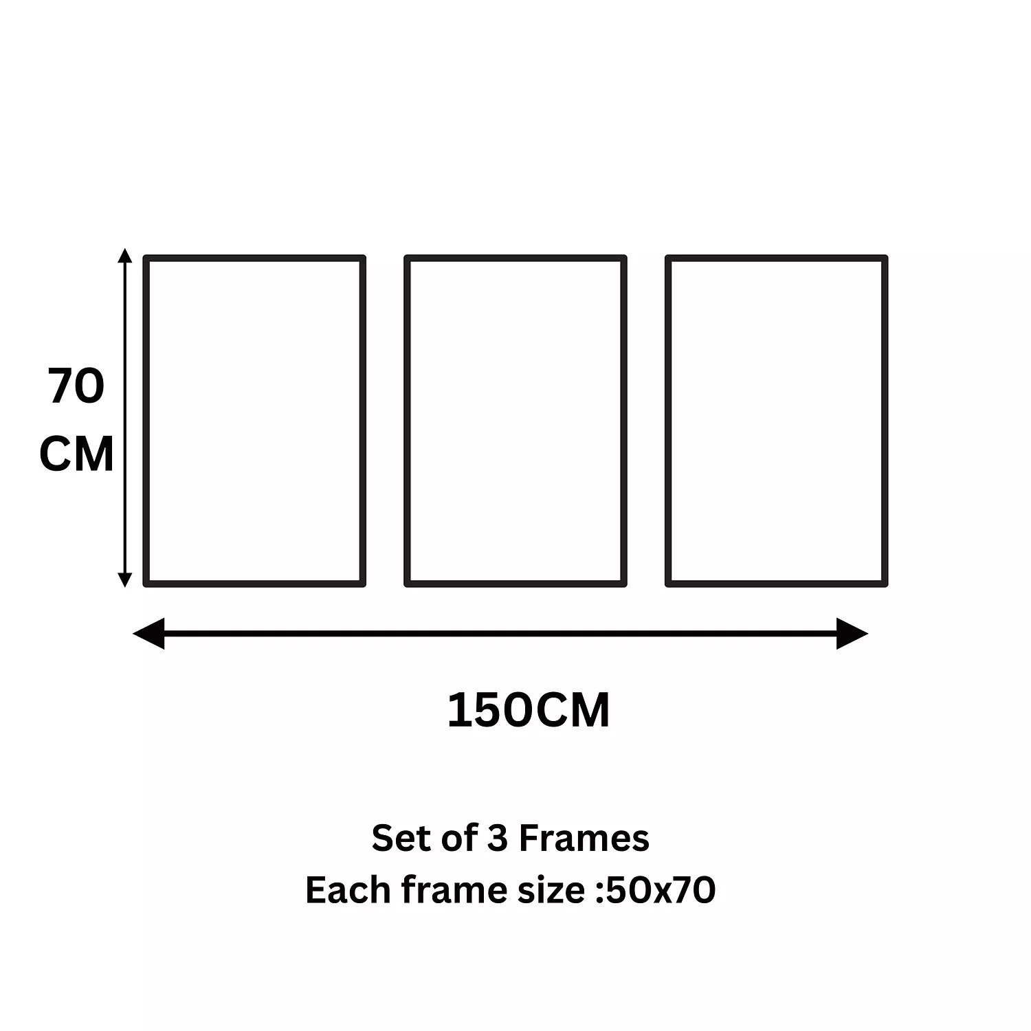  Set of 3 Wooden Frames Front Glass P.G947 3