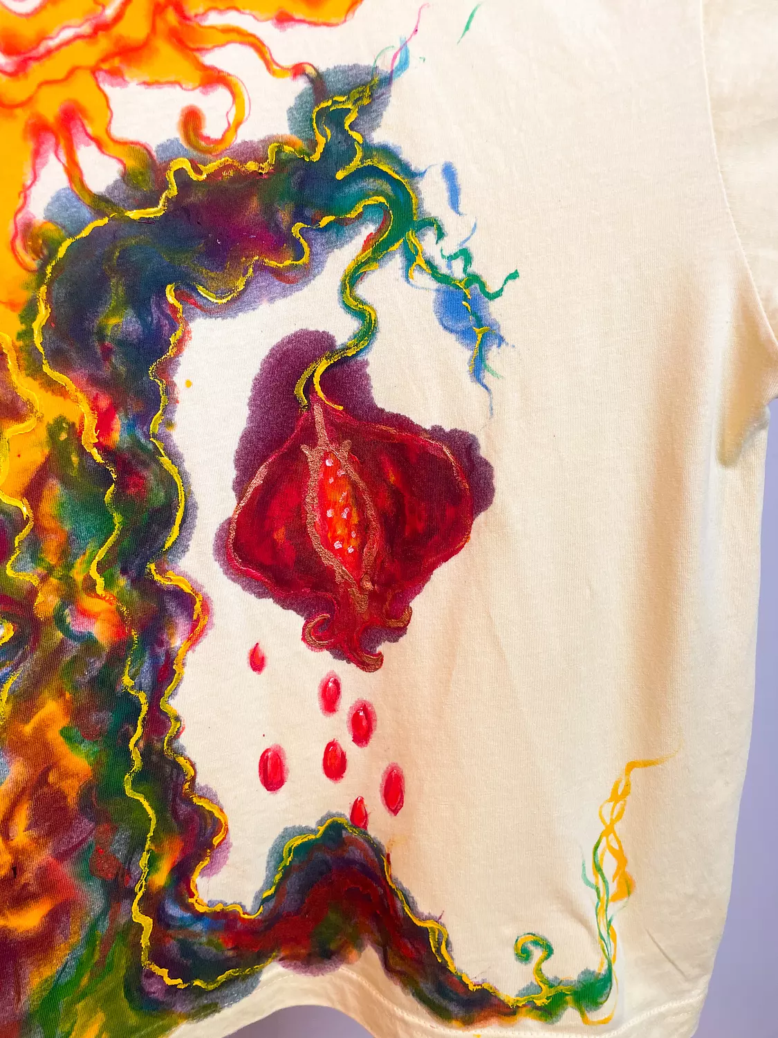 “Belonging “Hand-Painted yellow Cotton T-Shirt. 4