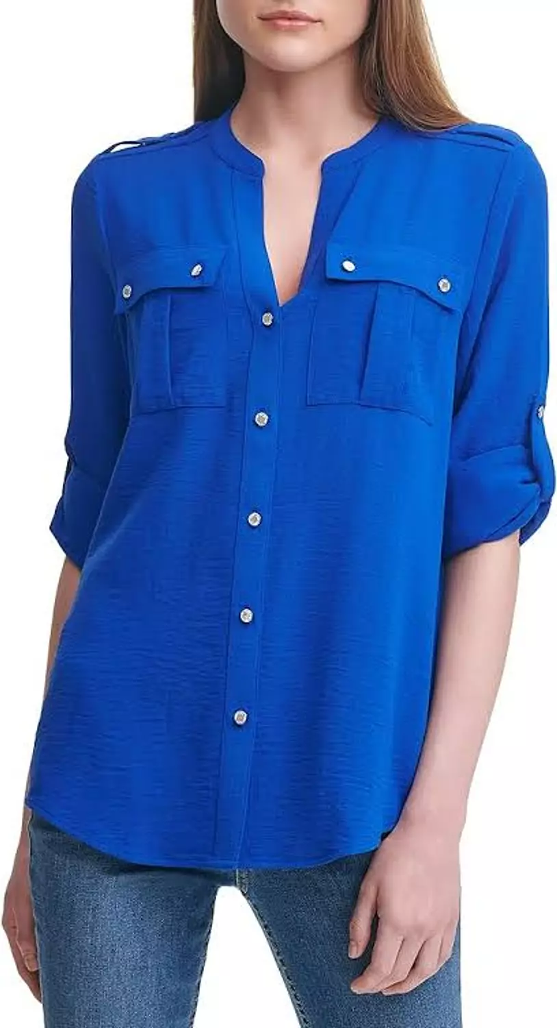 Calvin Klein Women’s Utility Blouse – Royal Blue hover image