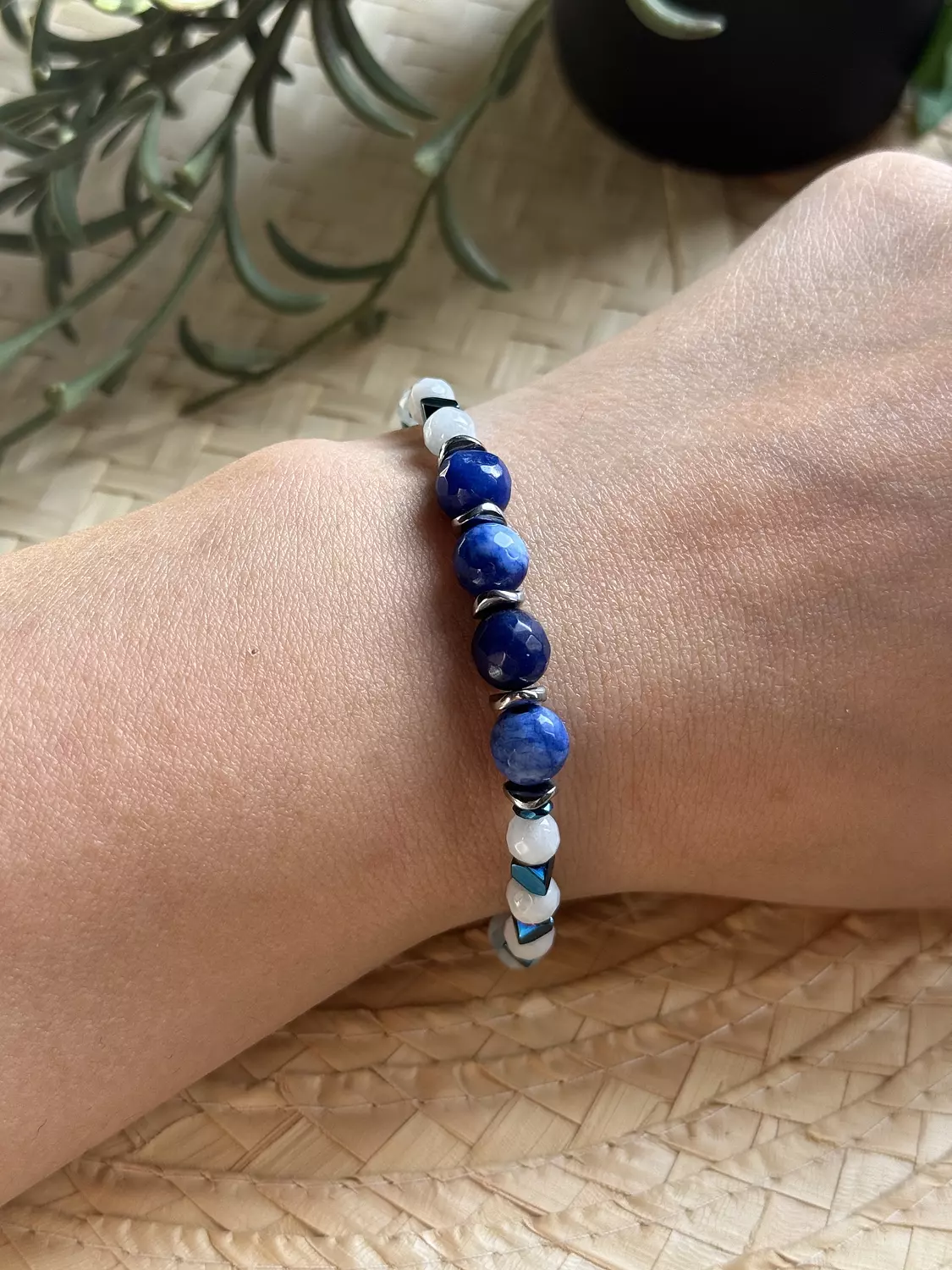 Hematite / Agate Blue Bracelet ( Stock ) 5