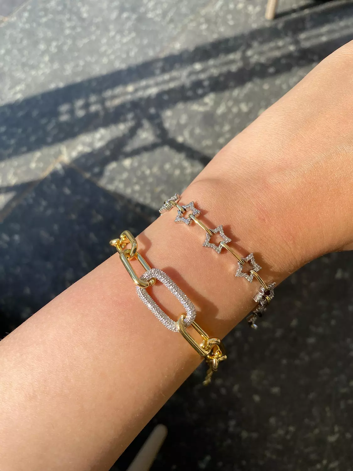 Gold link bracelets image