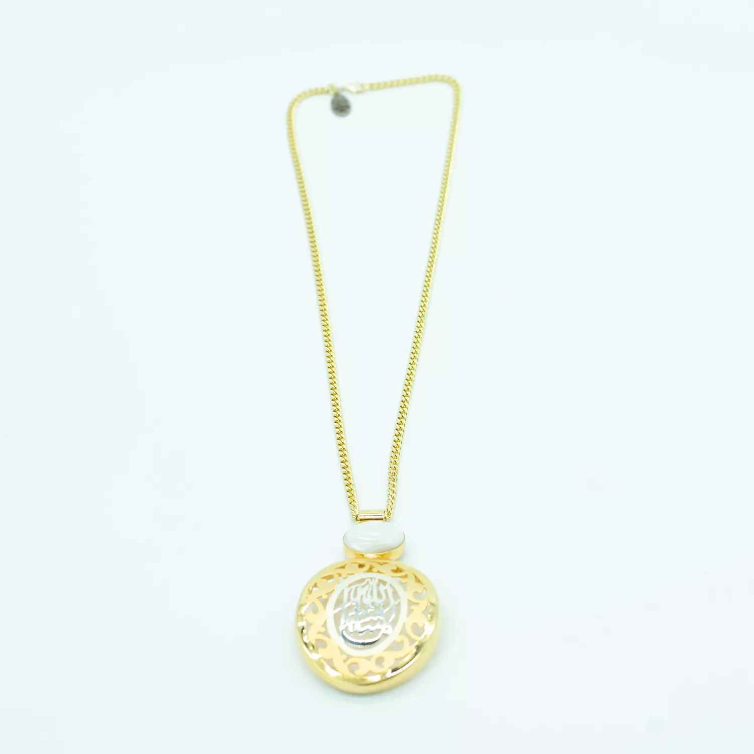 Two-layer copper chain, curved, gold-plated, and platinum - 60 cm - Islamic hover image
