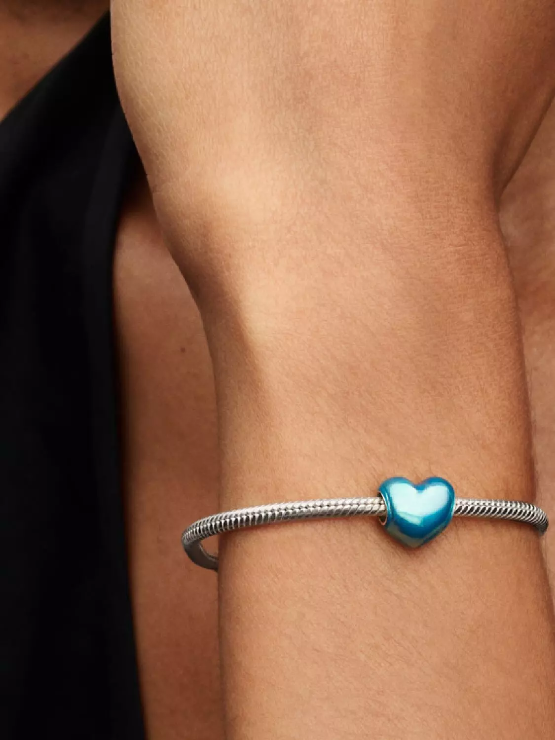 Metallic Sky Blue Heart Charm Sterling silver 1