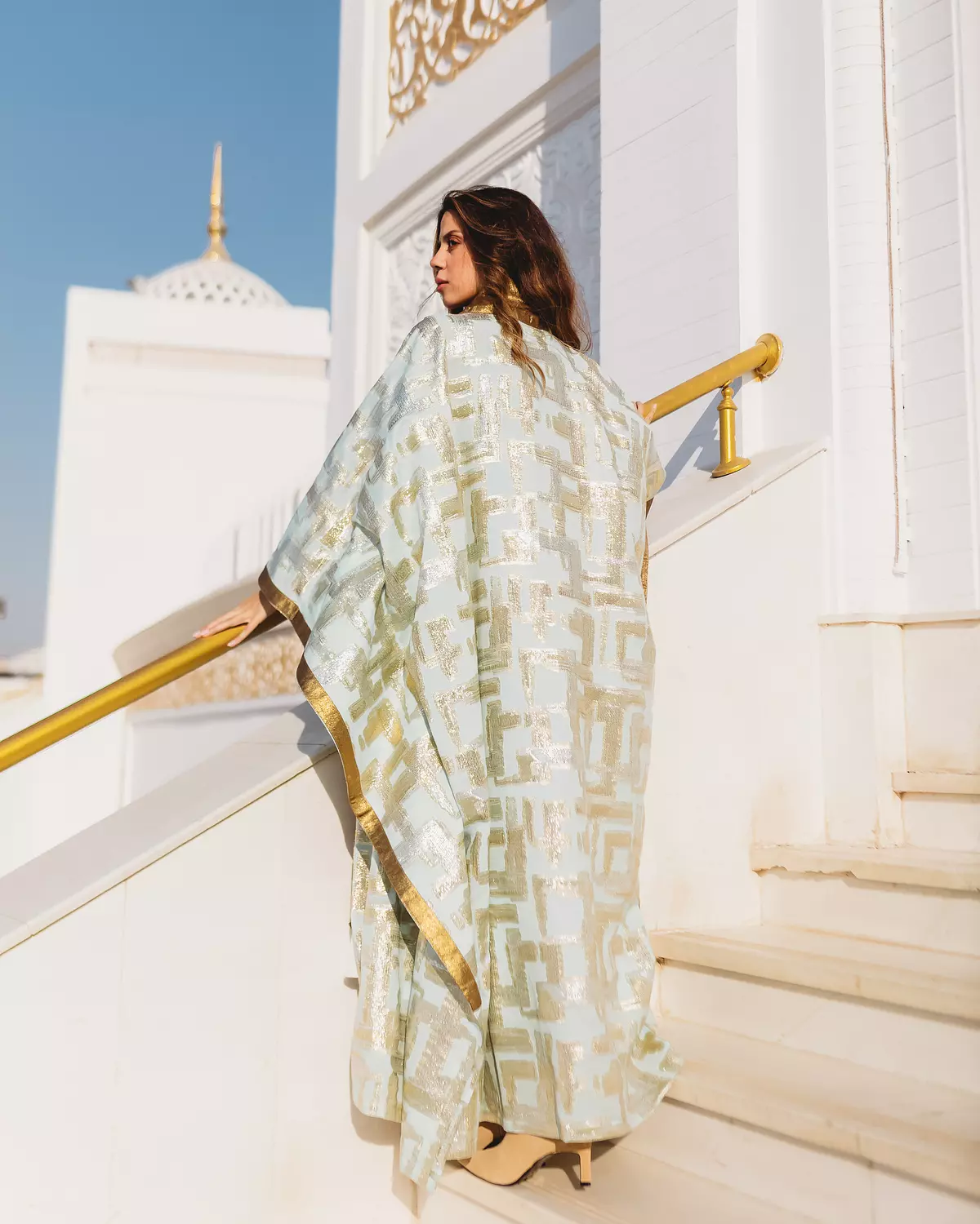 Mint/Gold Butterfly Kaftan 2