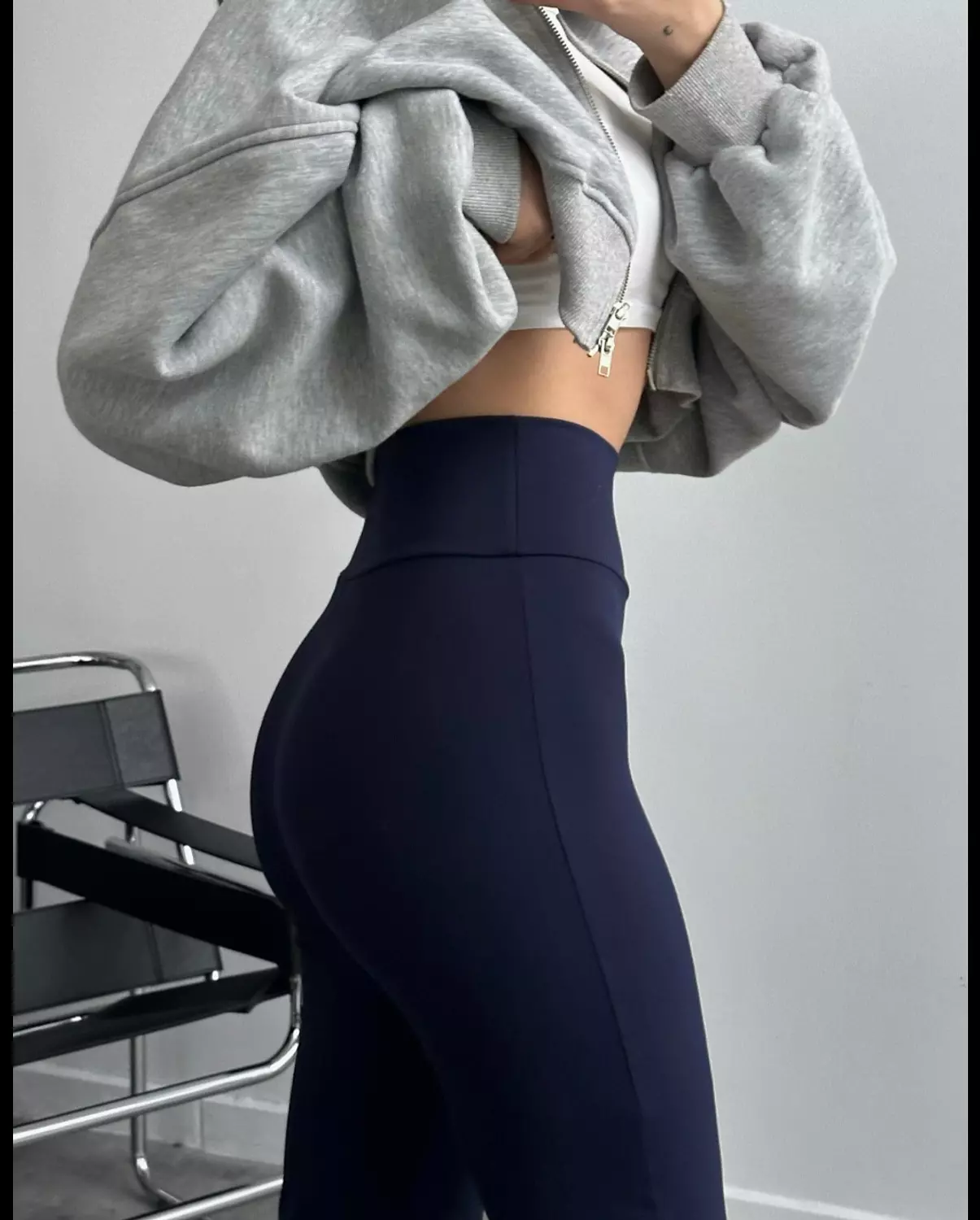 Navy Blue Oysho Flare Pants 2