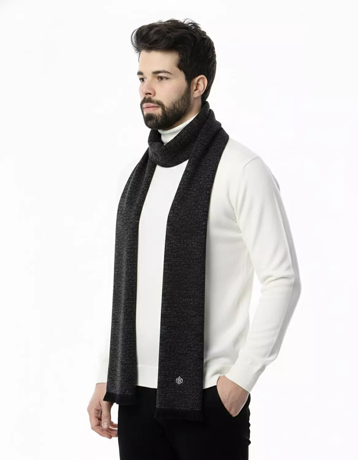 Classic Dotted Shawl - 2389 - Black*White Dots hover image