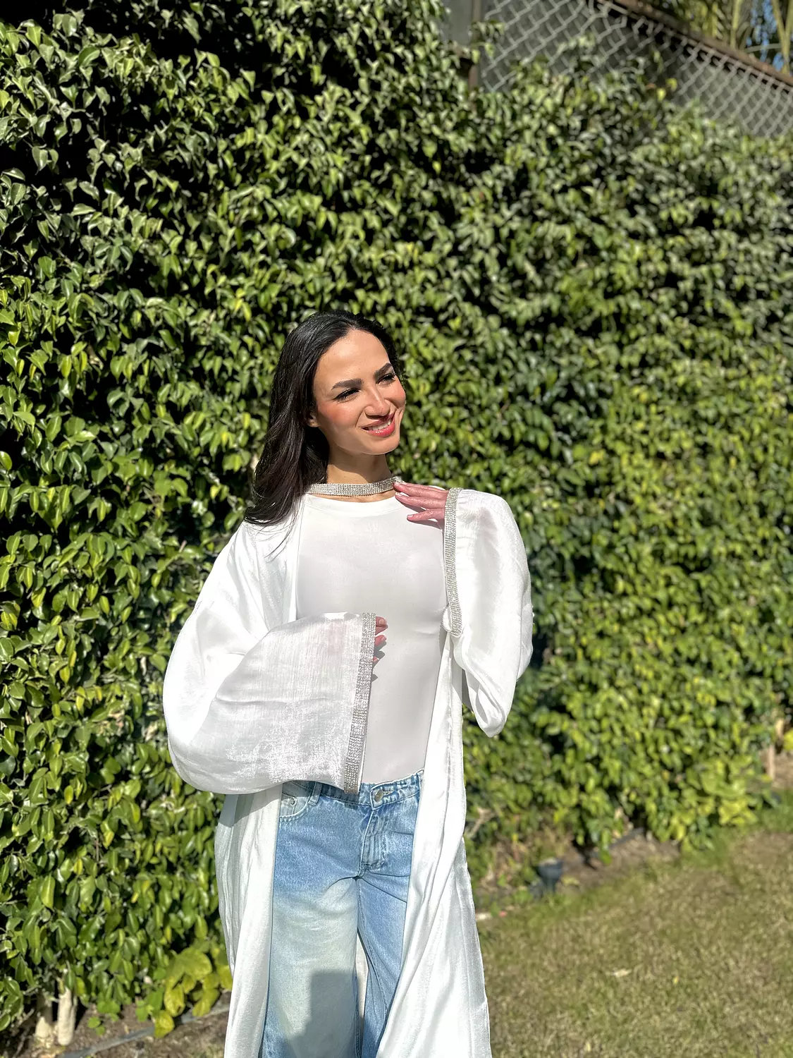 Sparkling white Kaftan with Choker 1