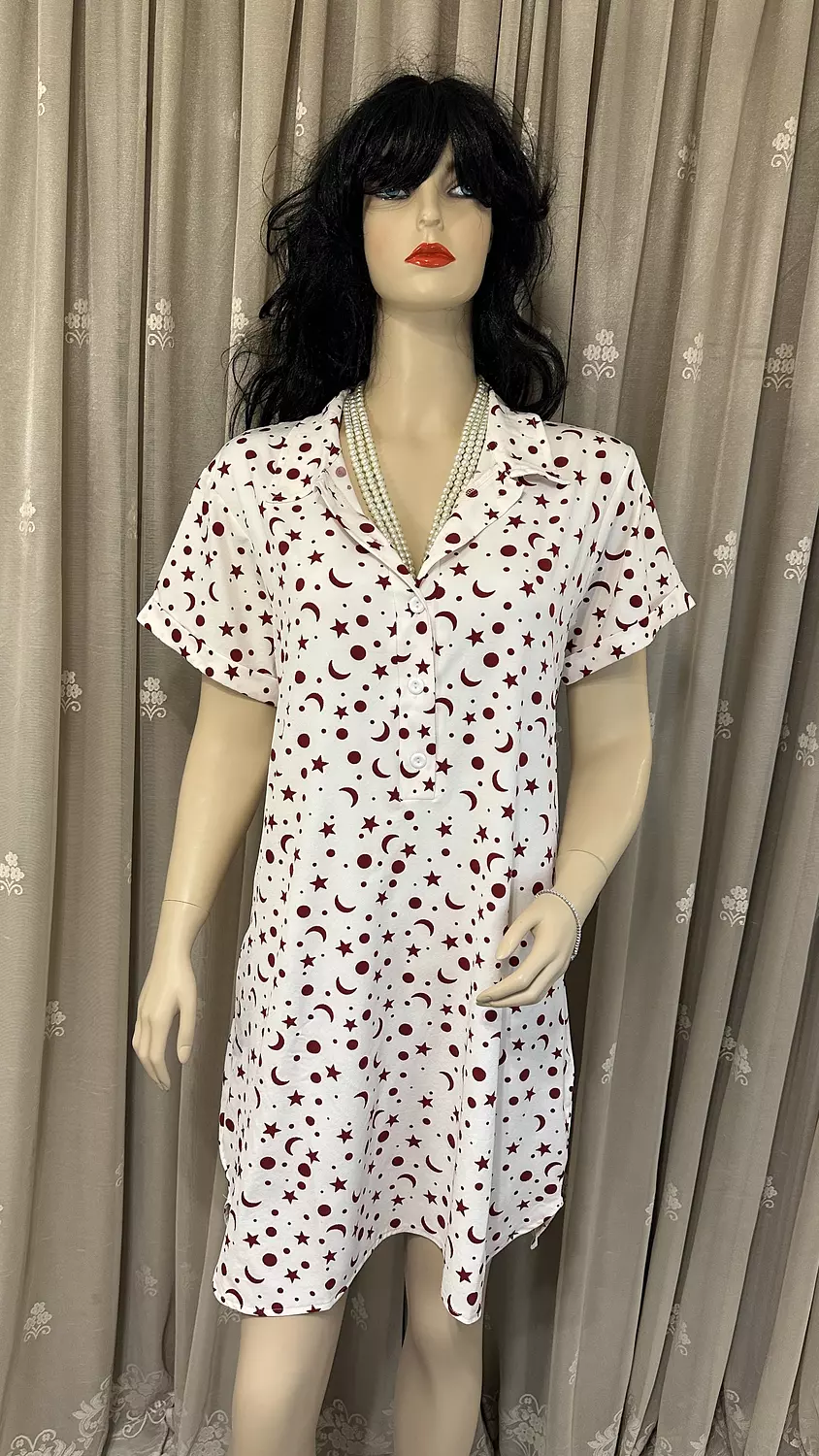 Starry Maroon Premium Cotton Nightshirt 1