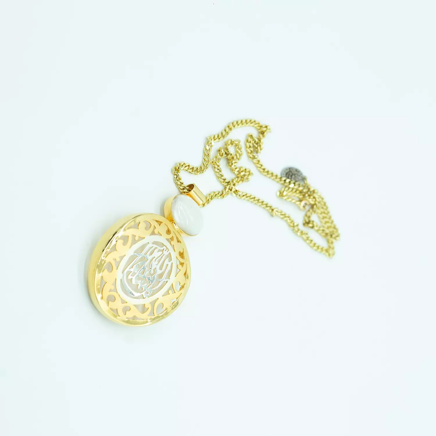 Two-layer copper chain, curved, gold-plated, and platinum - 60 cm - Islamic 2