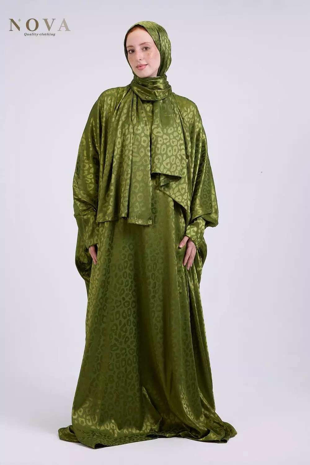 Olive green butterfly Jacquard 1