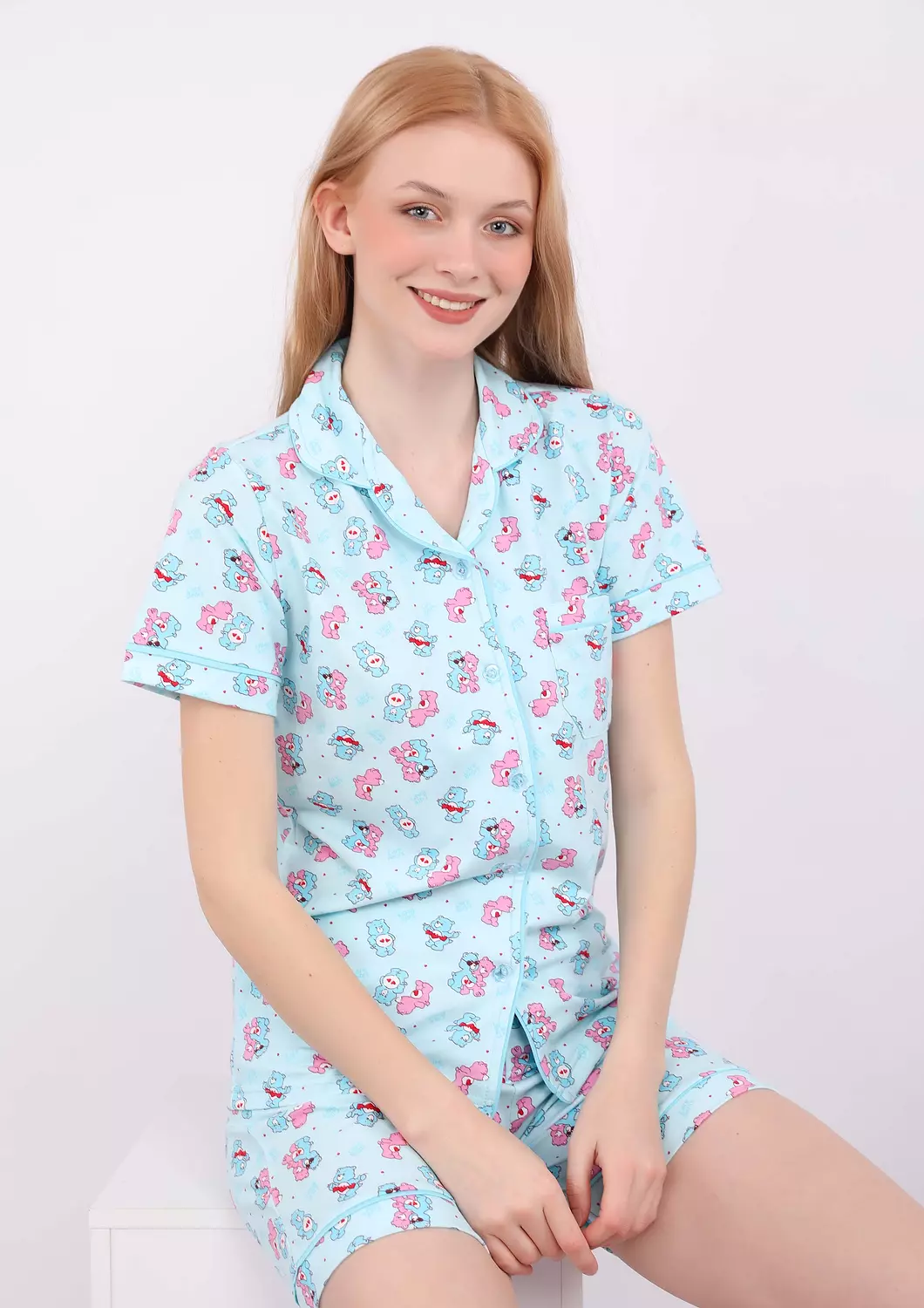 Teddy Bear Buttoned Short Pajama Set  1