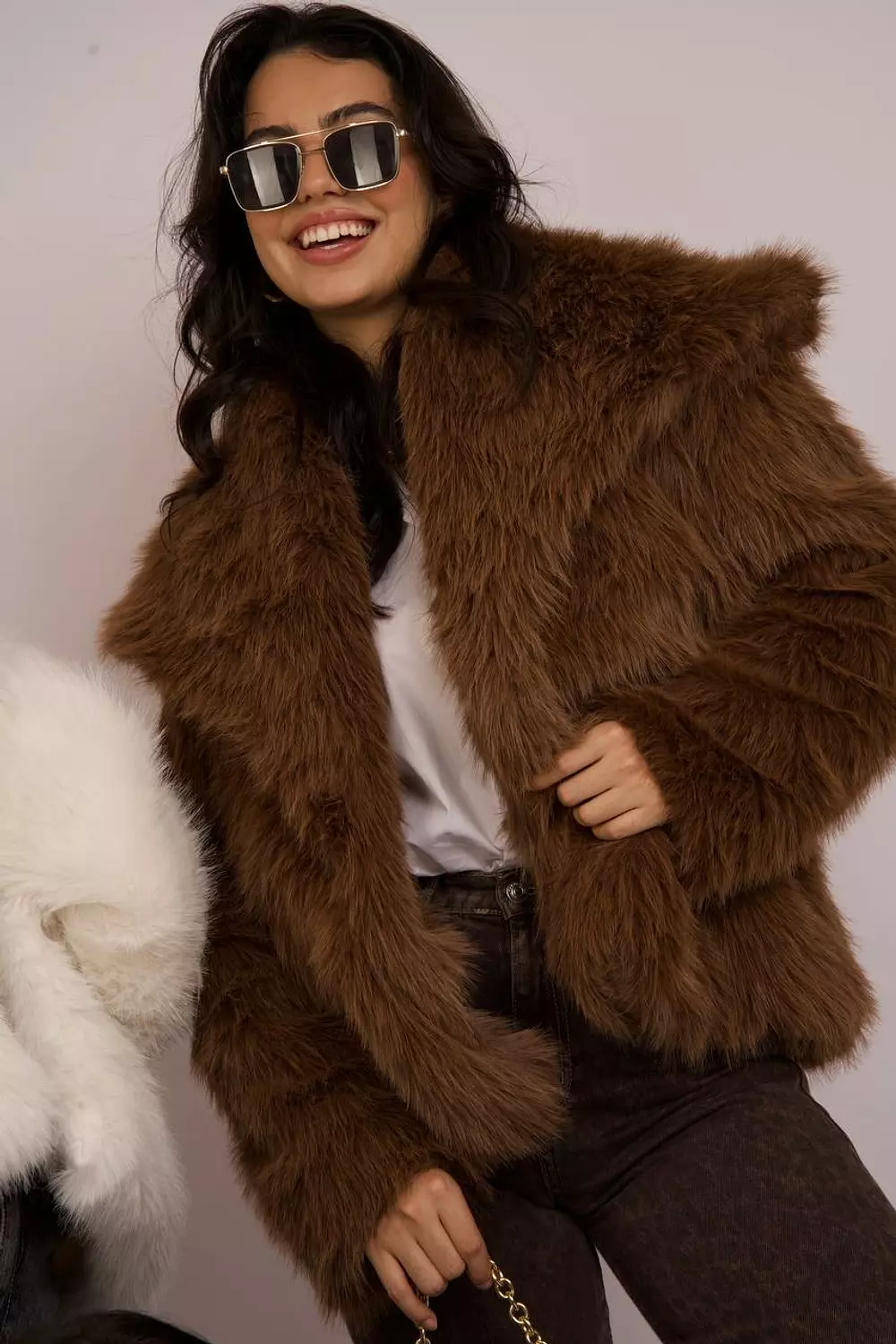 Imported fur jacket with elegant collar  9