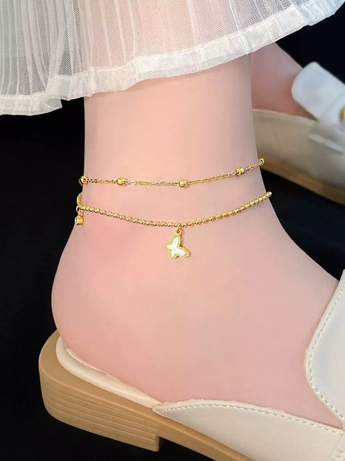Two layers butterfly anklet 3