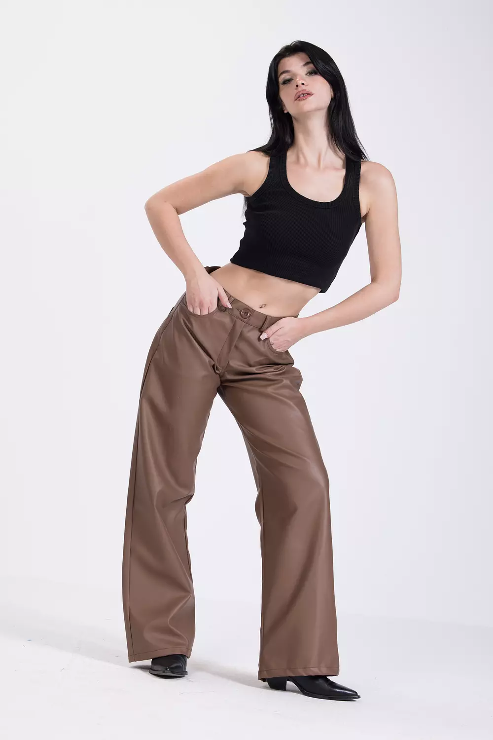 Mocha Leather Pants  image