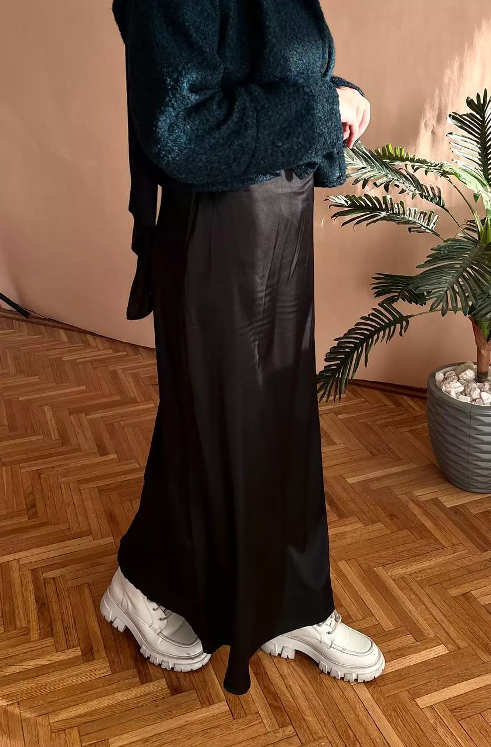 A-line Black Satin Skirt - new addition  2
